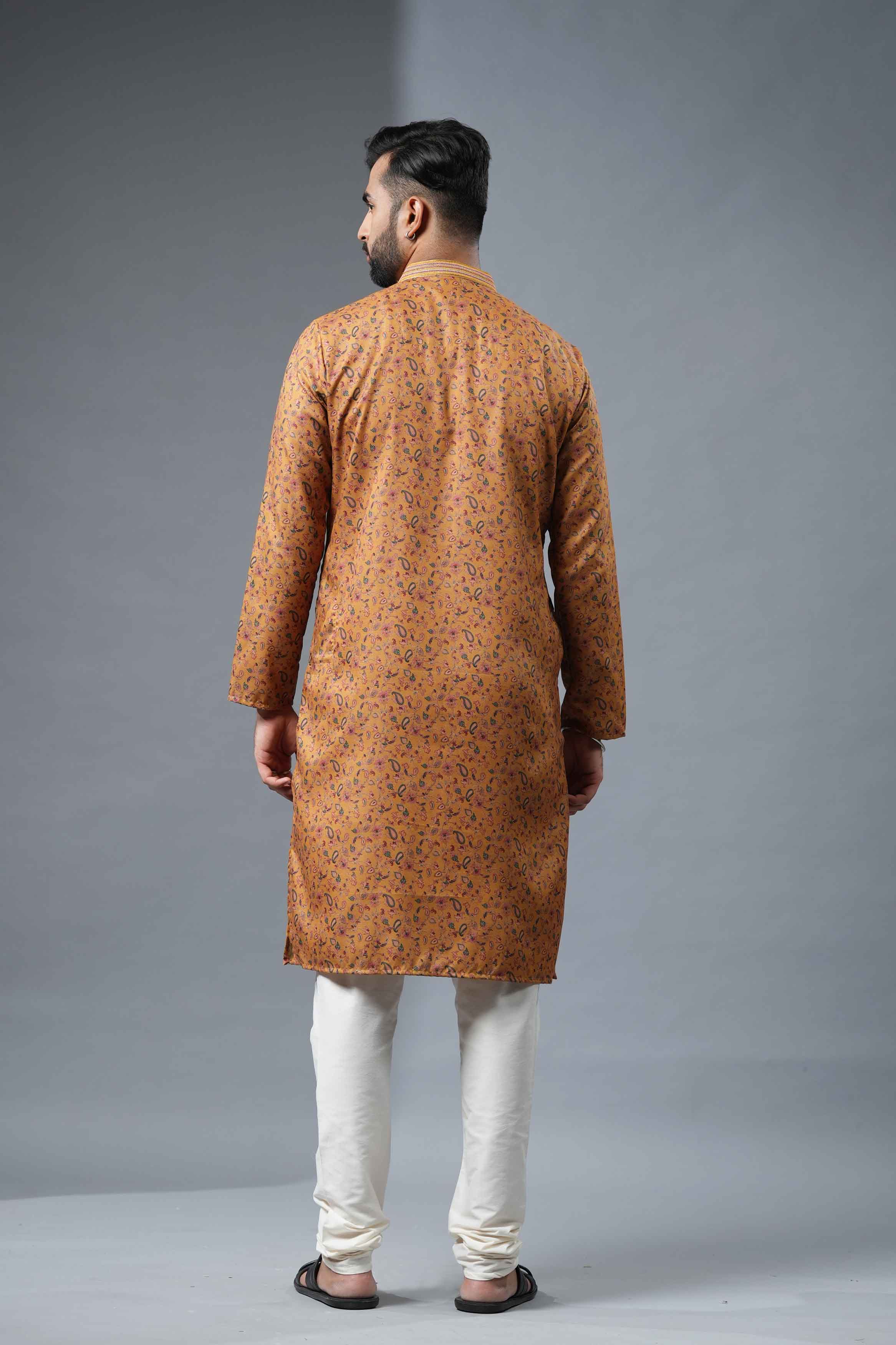 Mustard Floral Printed Kurta