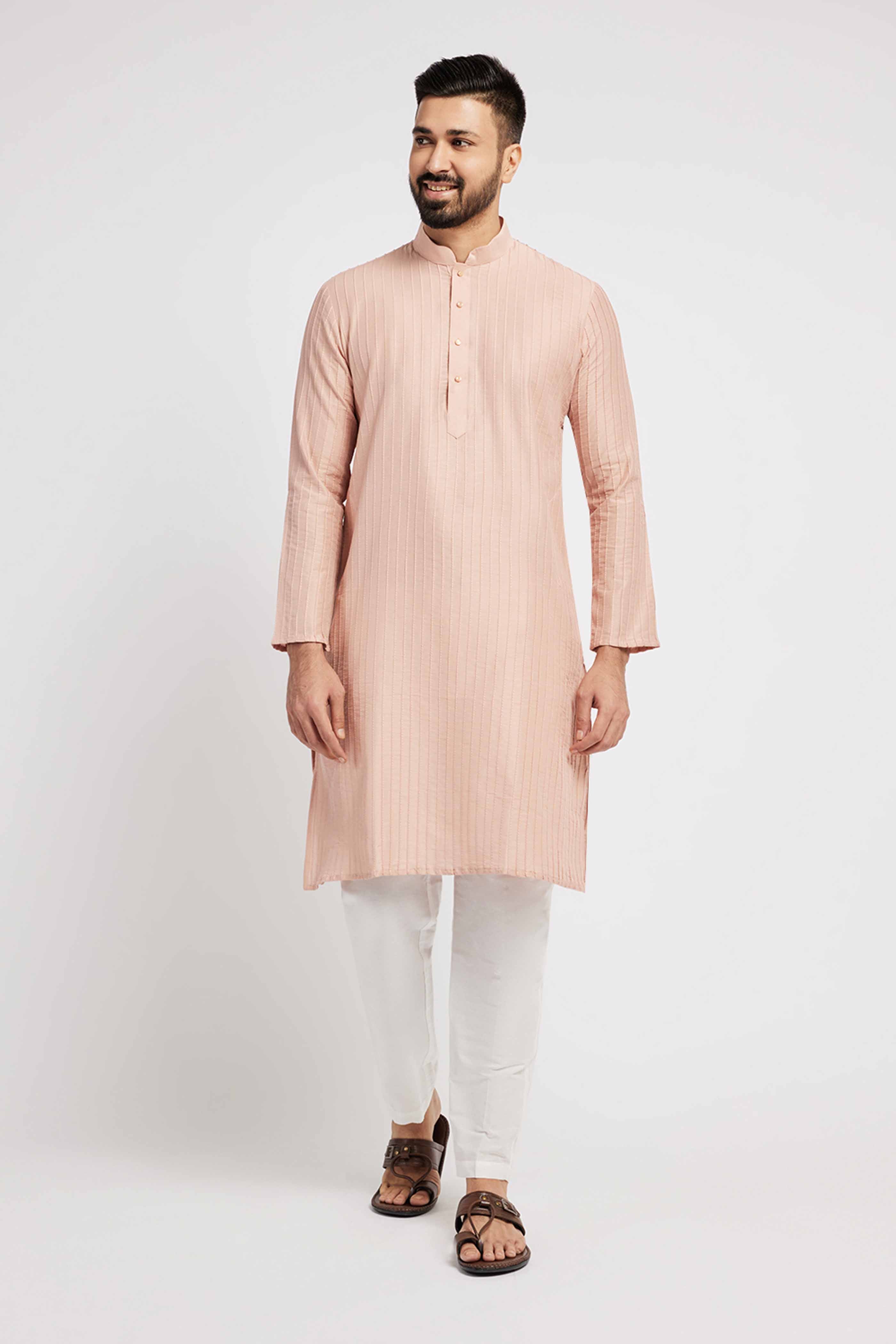Light Pink Pintucks Kurta