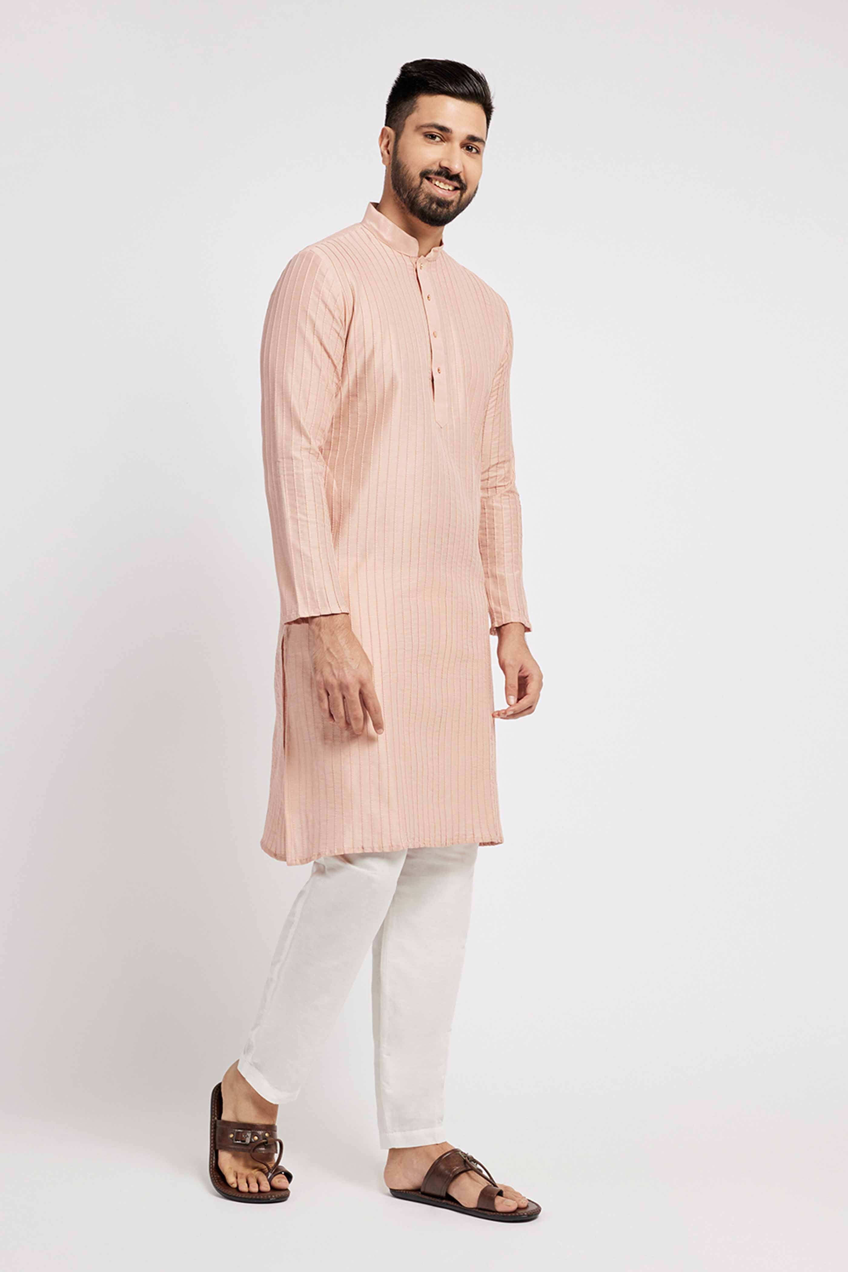 Light Pink Pintucks Kurta
