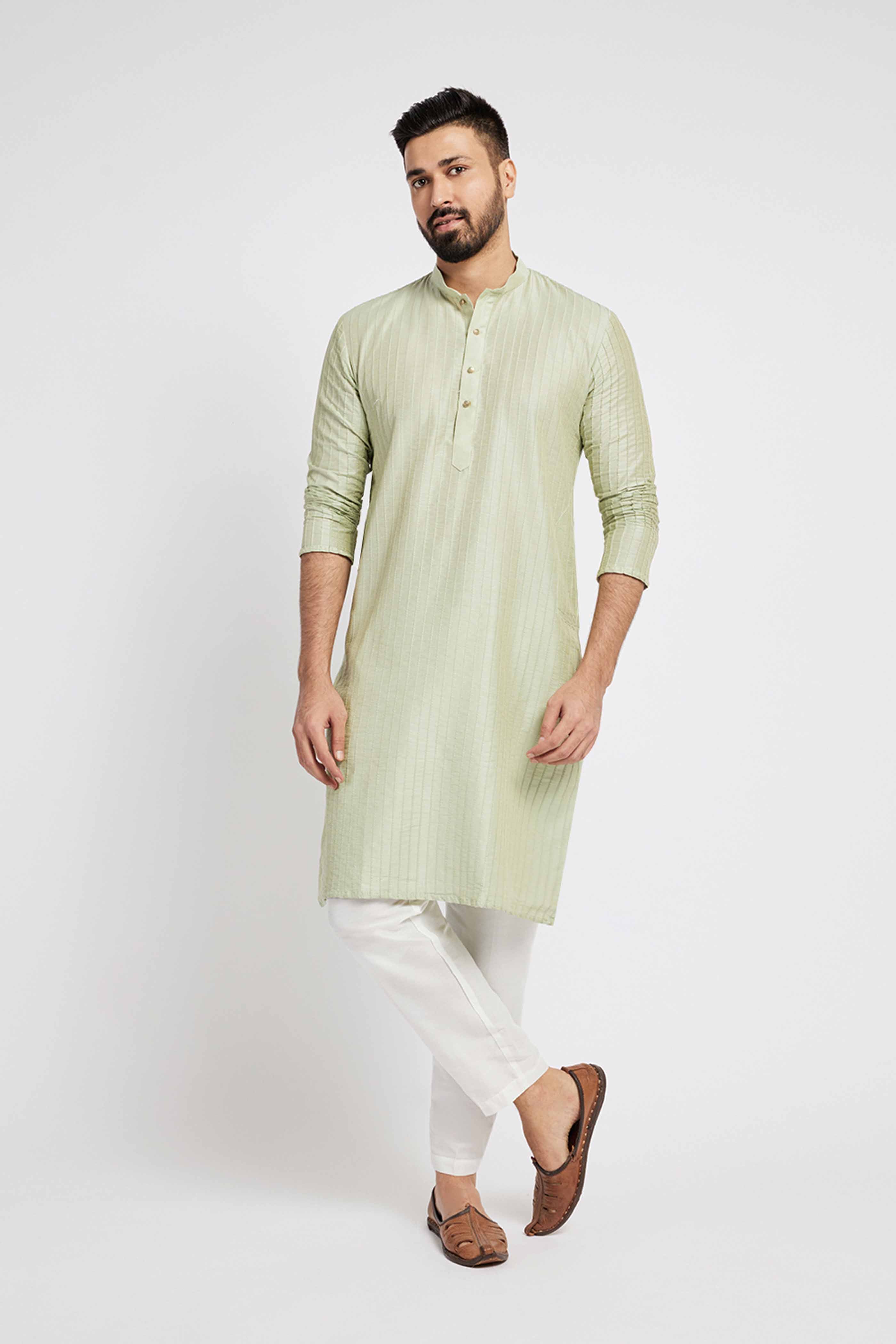 Light Green Pintucks Kurta