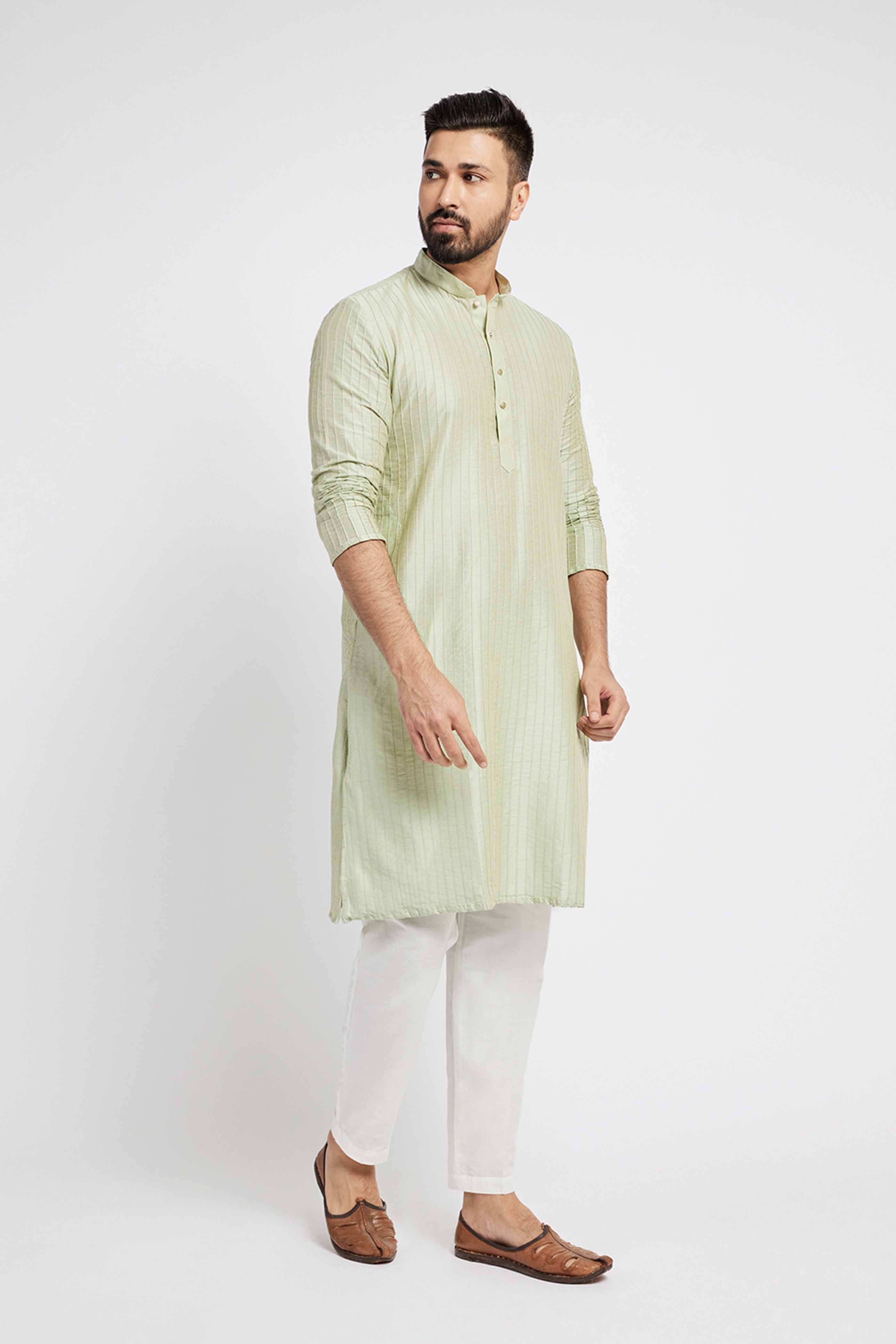 Light Green Pintucks Kurta