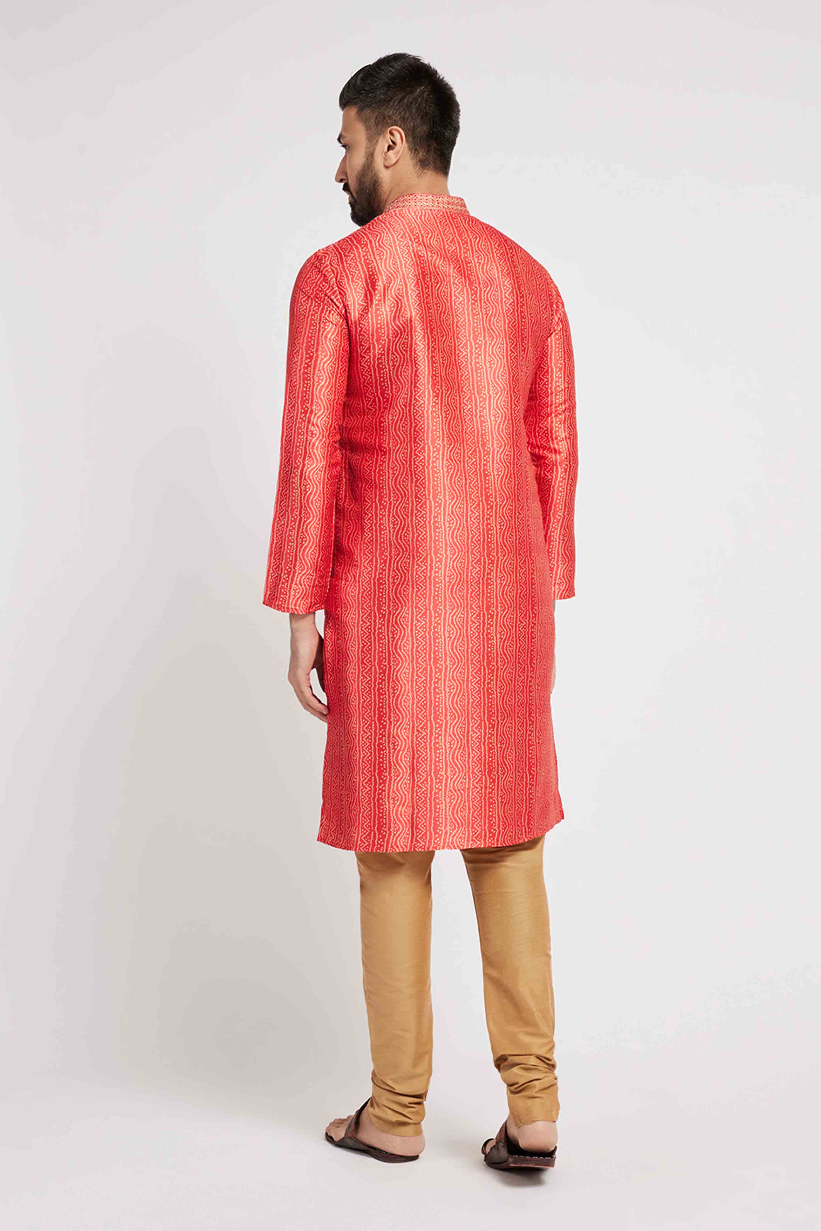 Red Bandhani Kurta with Handwork