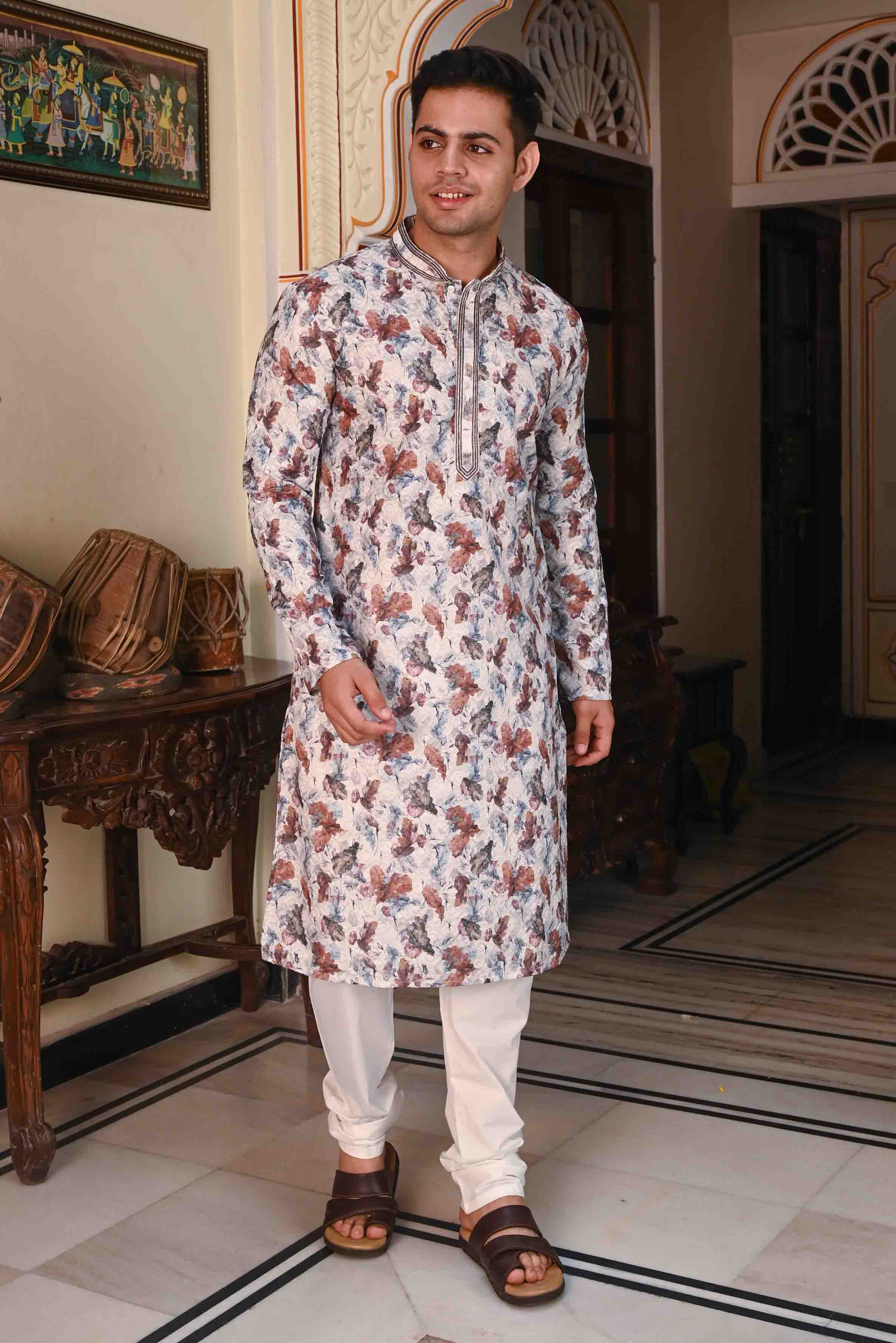 Floral Printed Chikankari Kurta