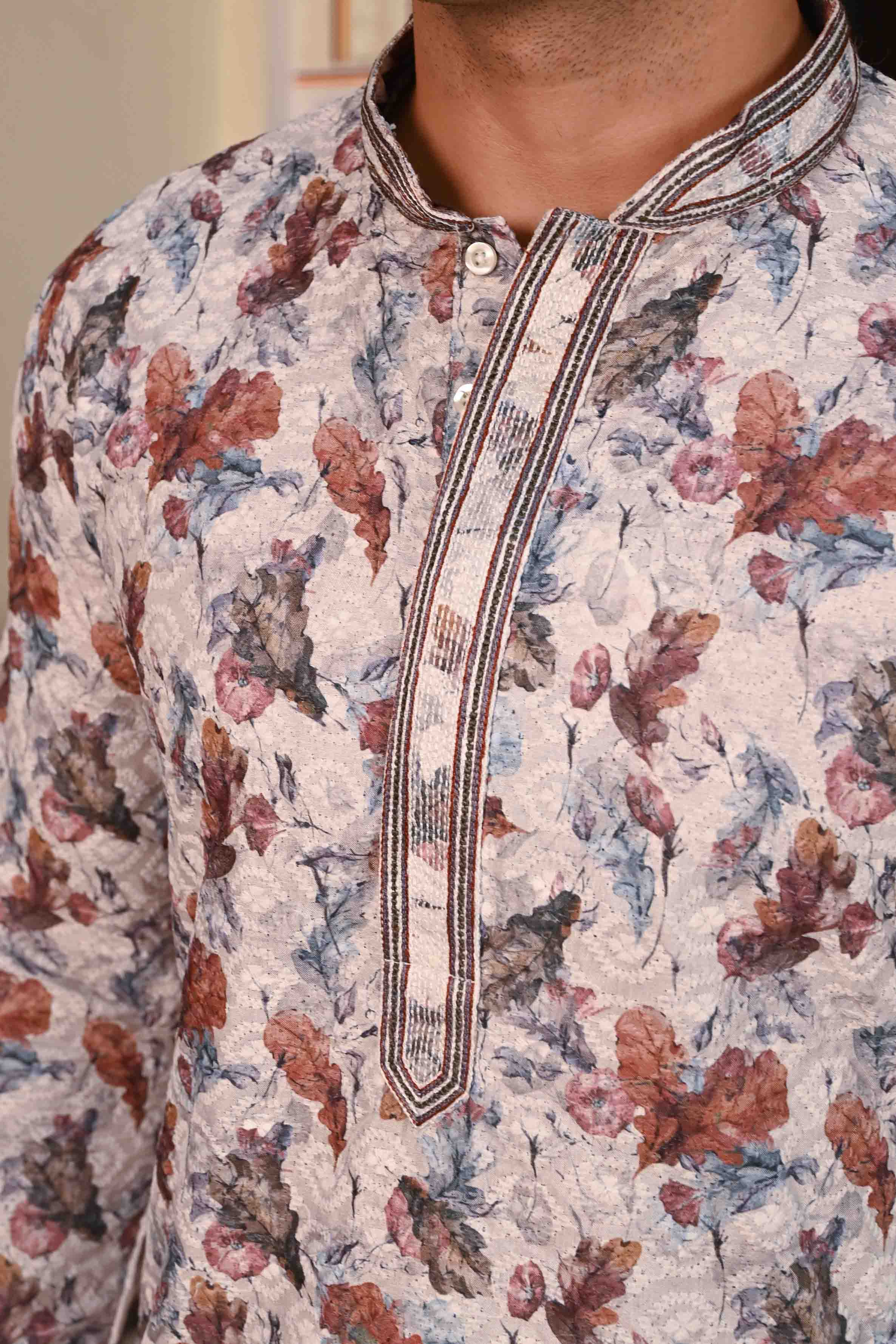 Floral Printed Chikankari Kurta