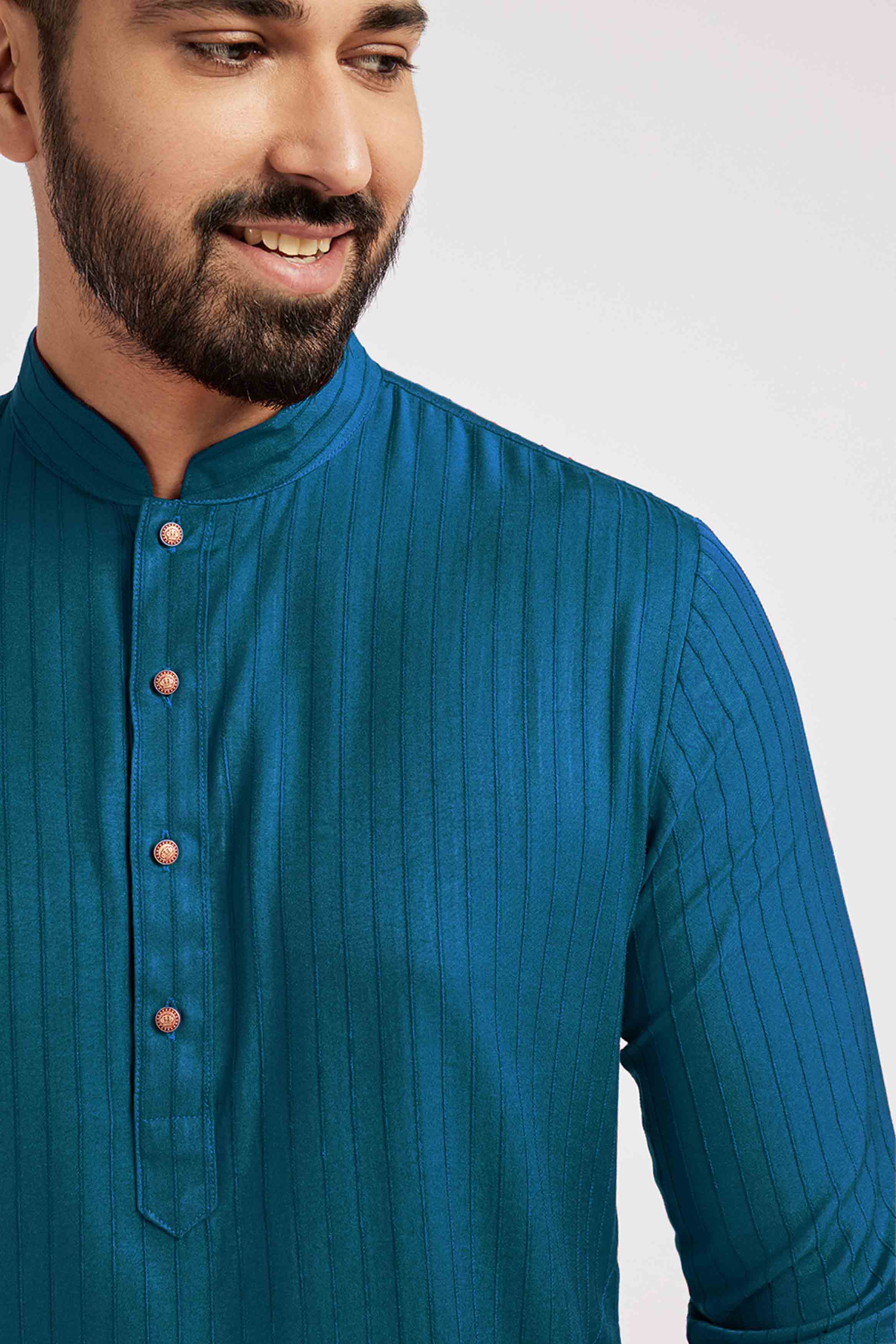 Turquoise Blue Striped Kurta