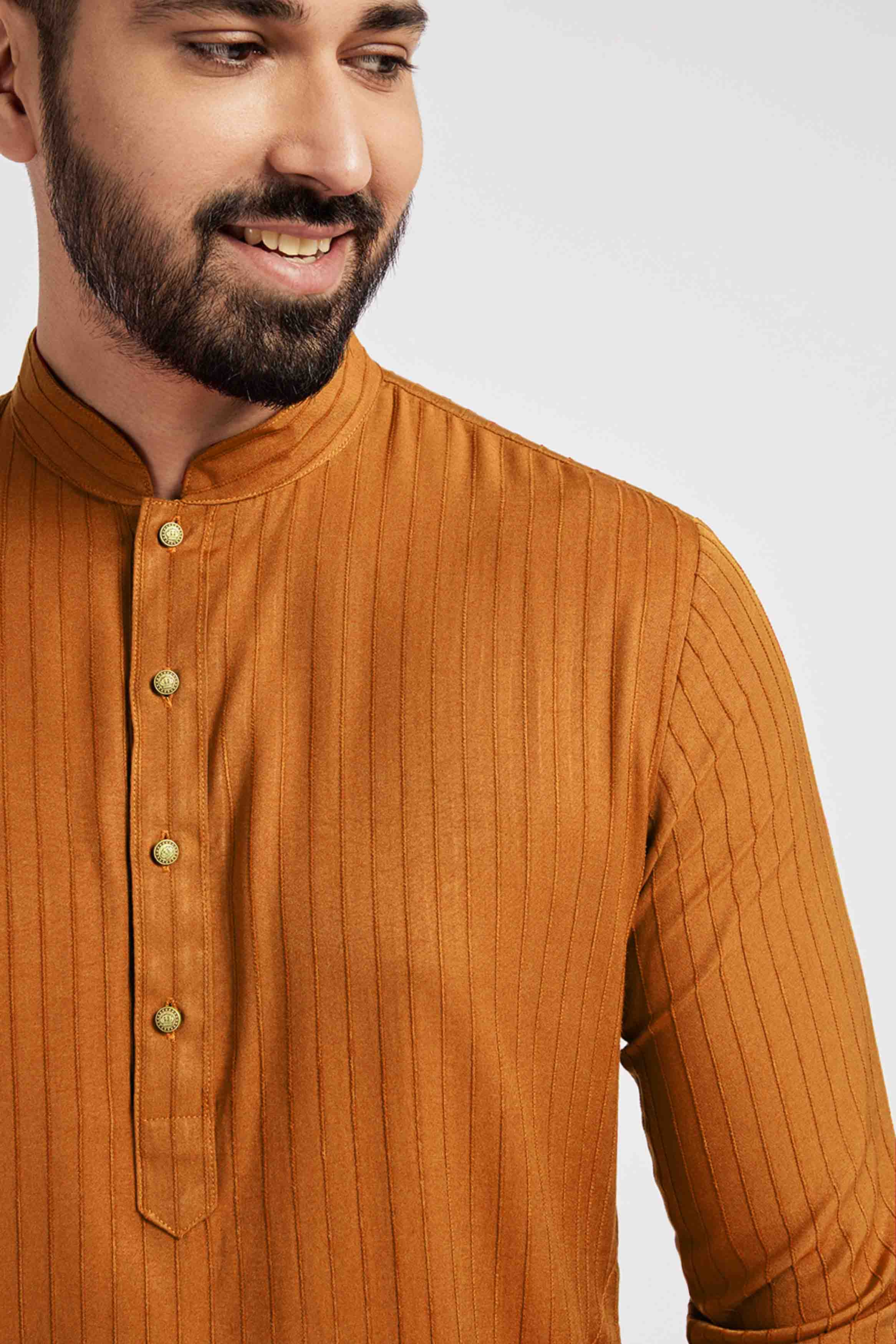 Mustard Striped Kurta