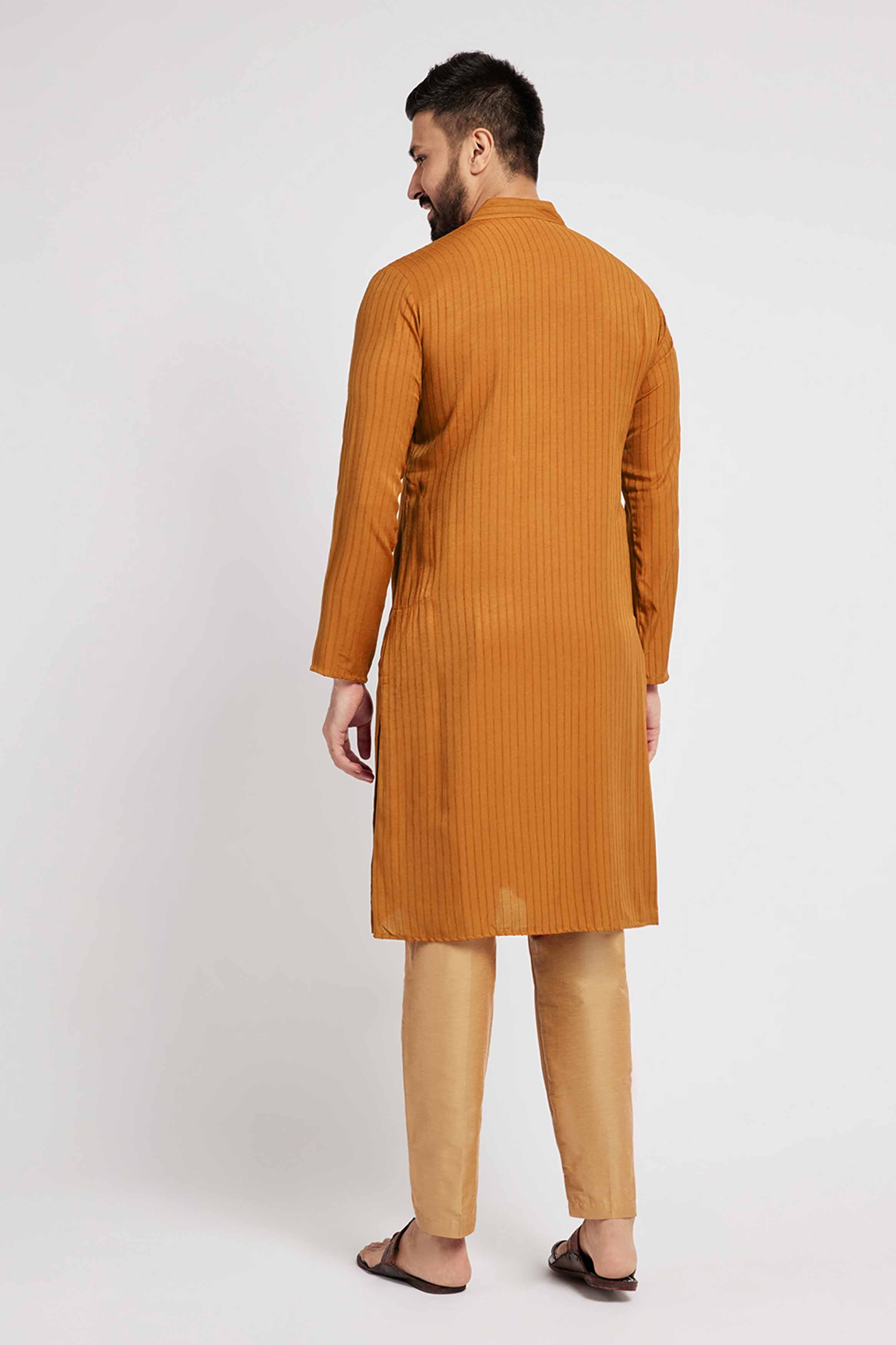 Mustard Striped Kurta