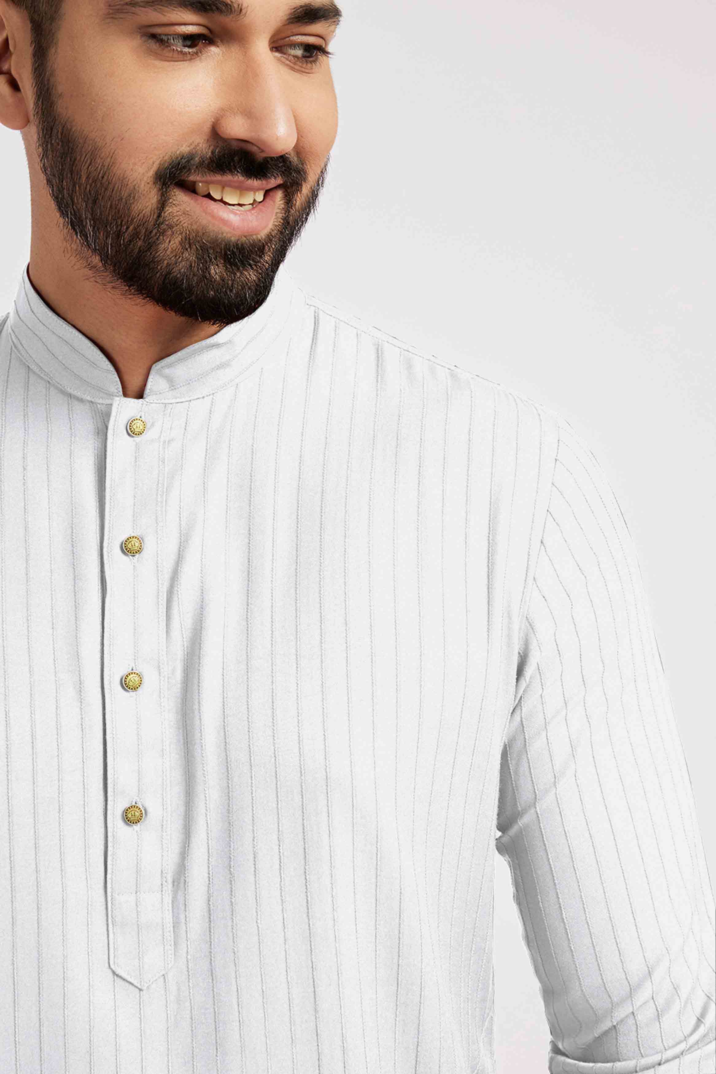 Cream Striped Kurta