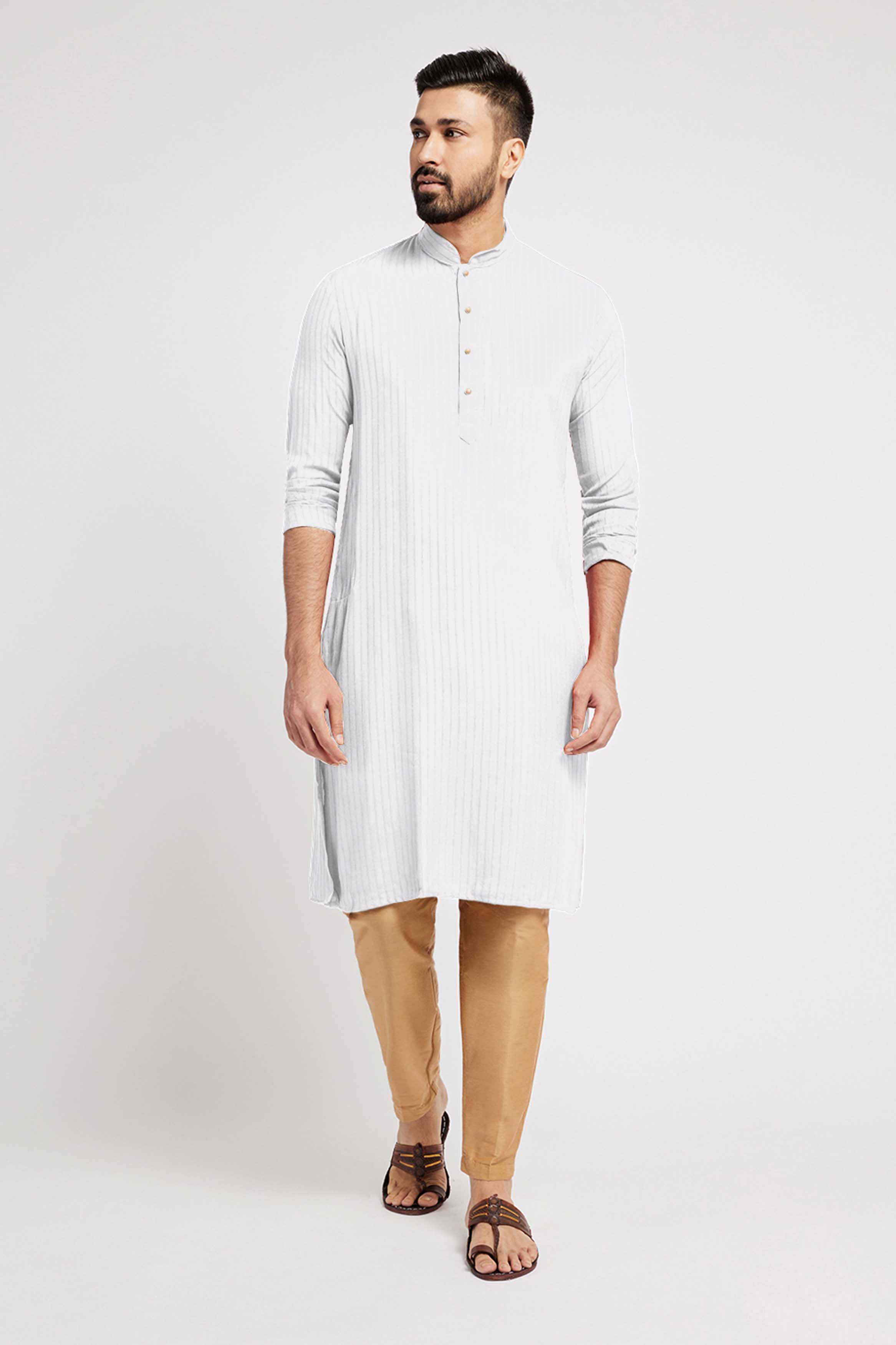 Cream Striped Kurta