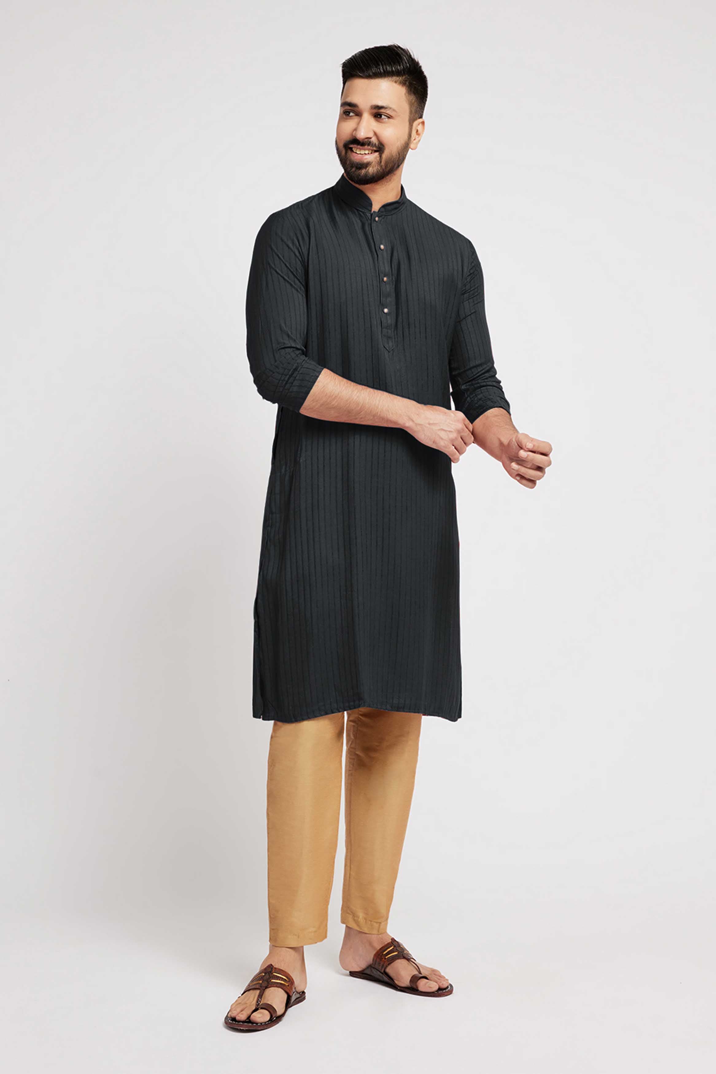 Black Striped Kurta