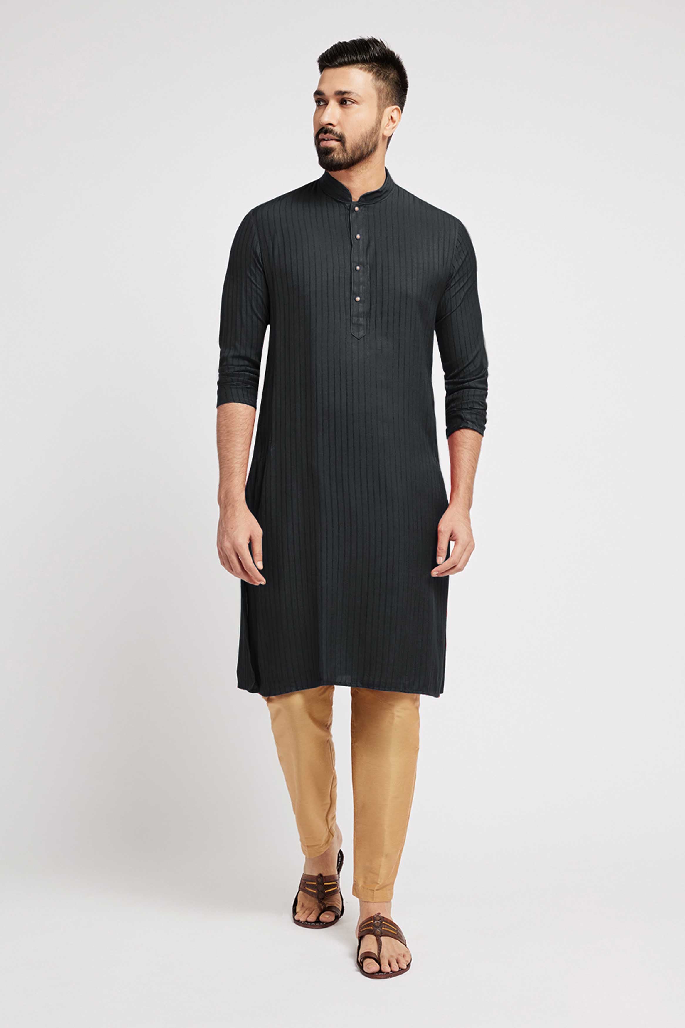 Black Striped Kurta