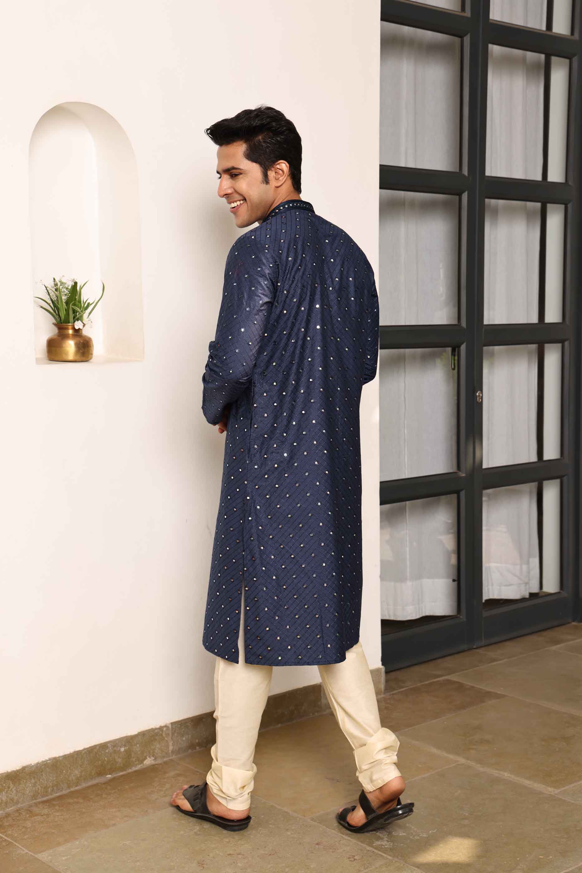 Navy Blue Mirror work Kurta