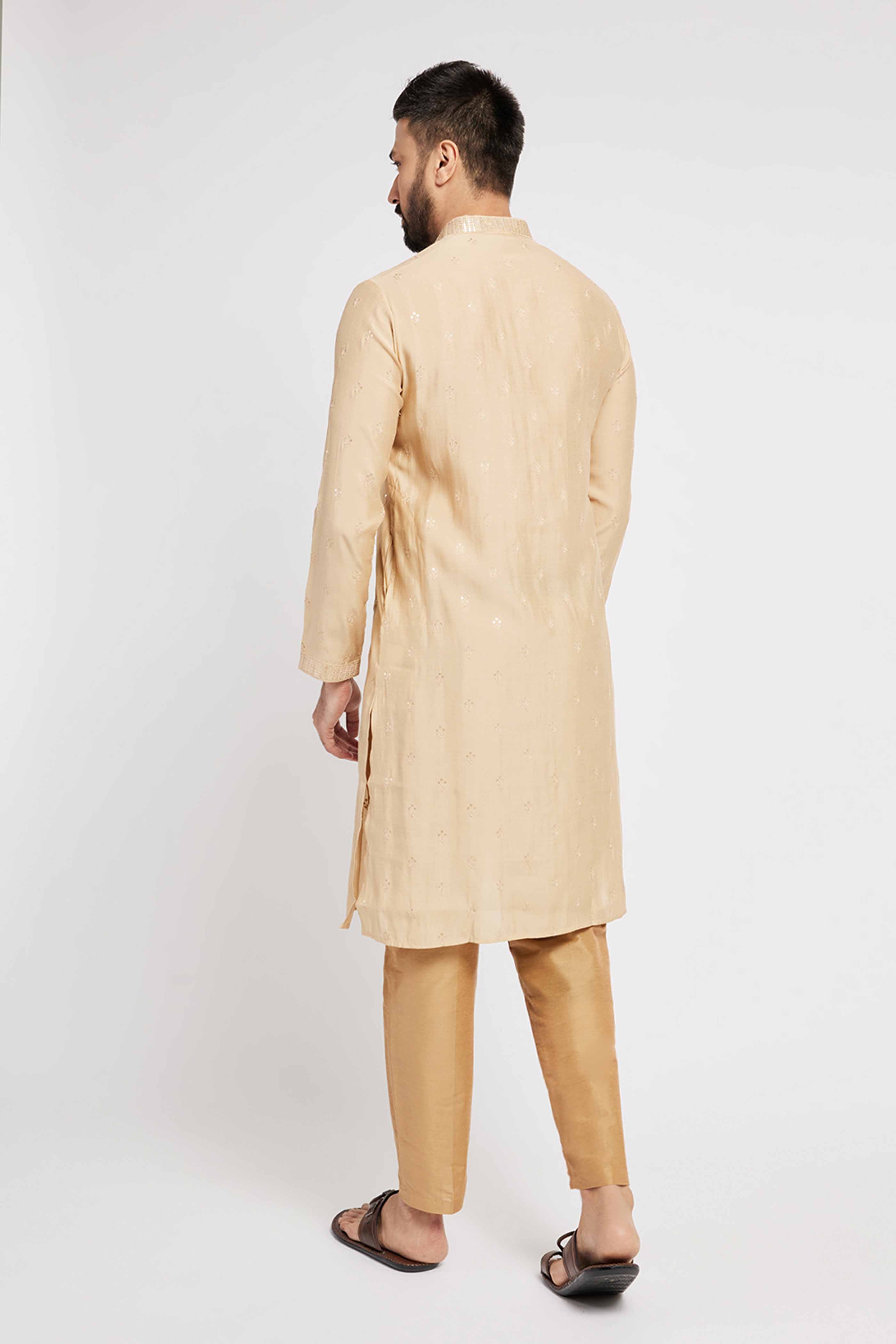 Beige Motif embroidery Kurta