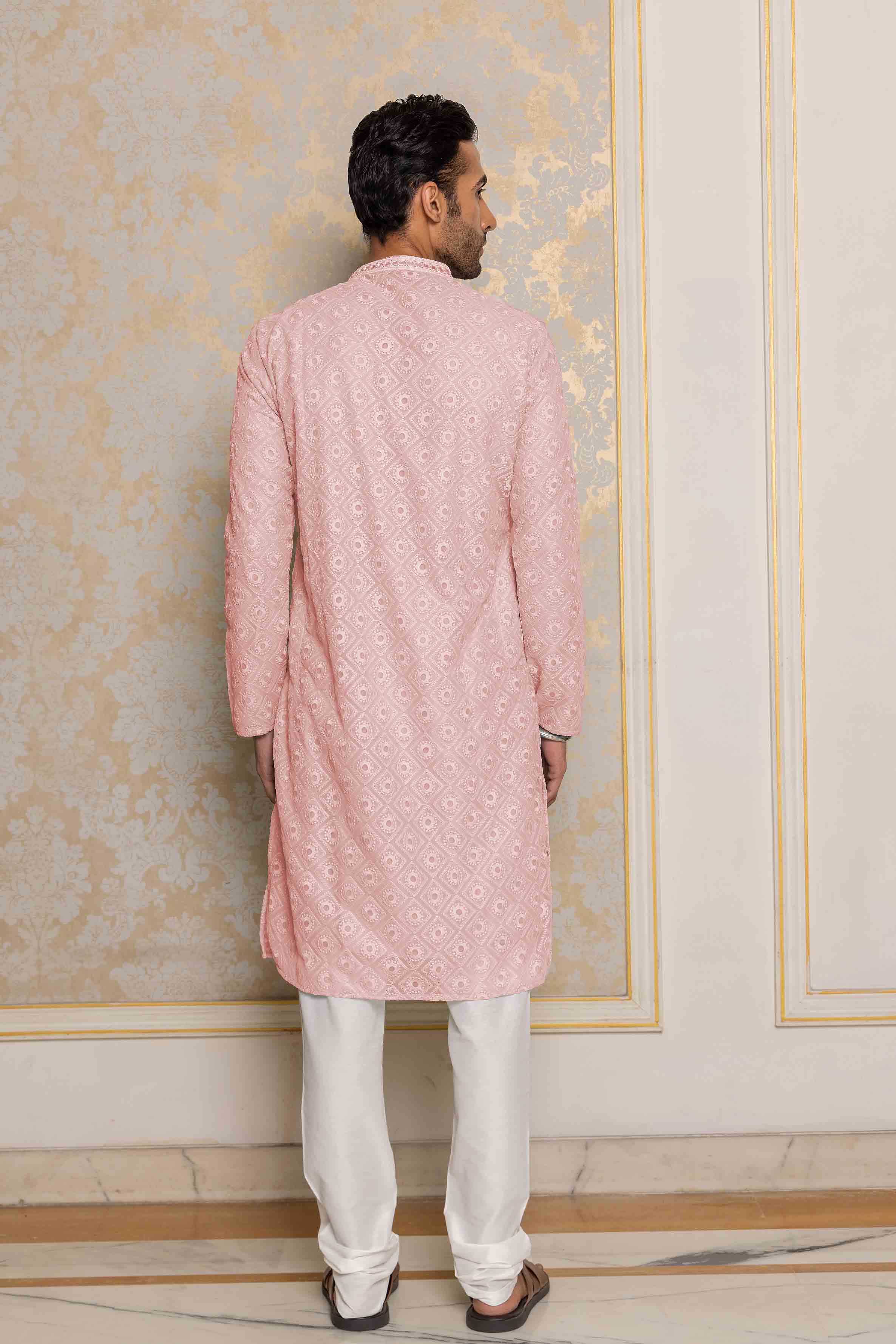 Light Pink Chikankari Mirror work Kurta