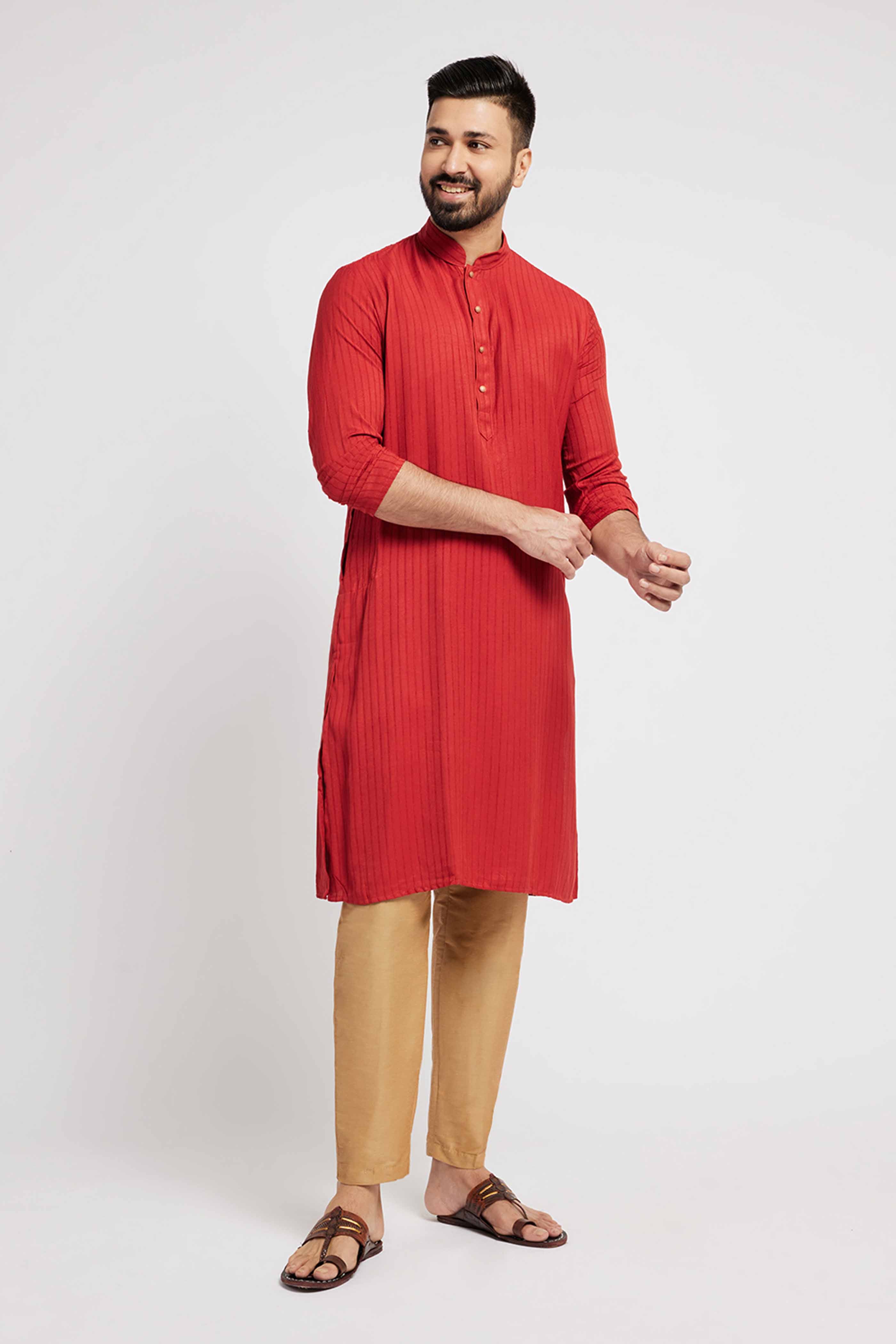 Red Striped Kurta