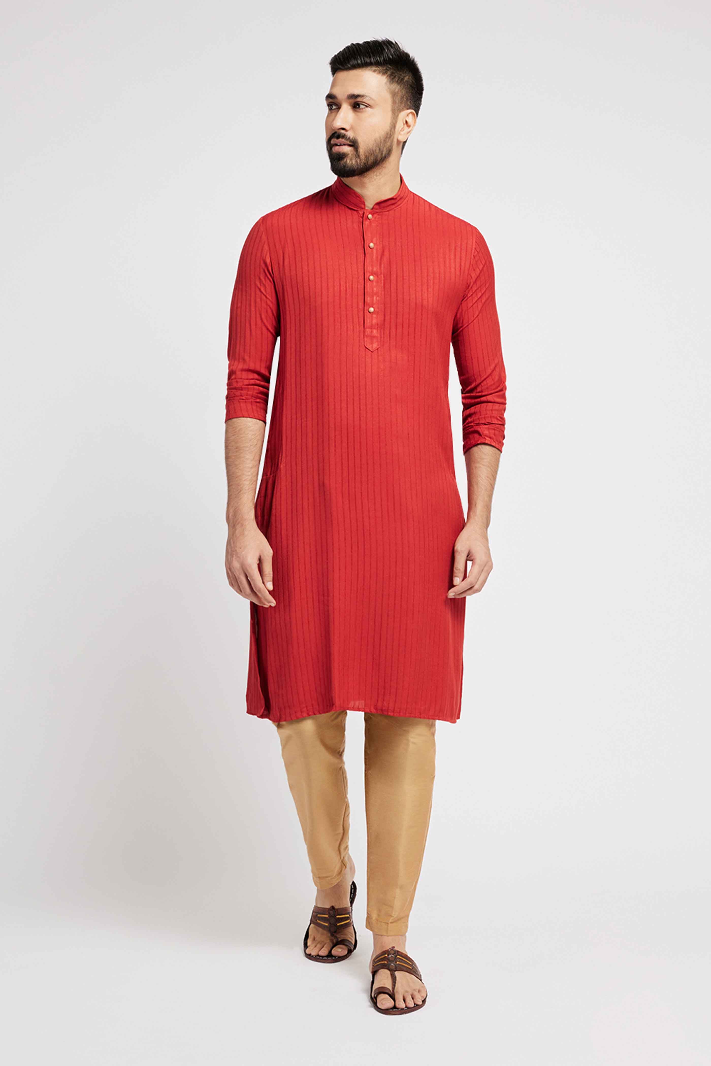 Red Striped Kurta