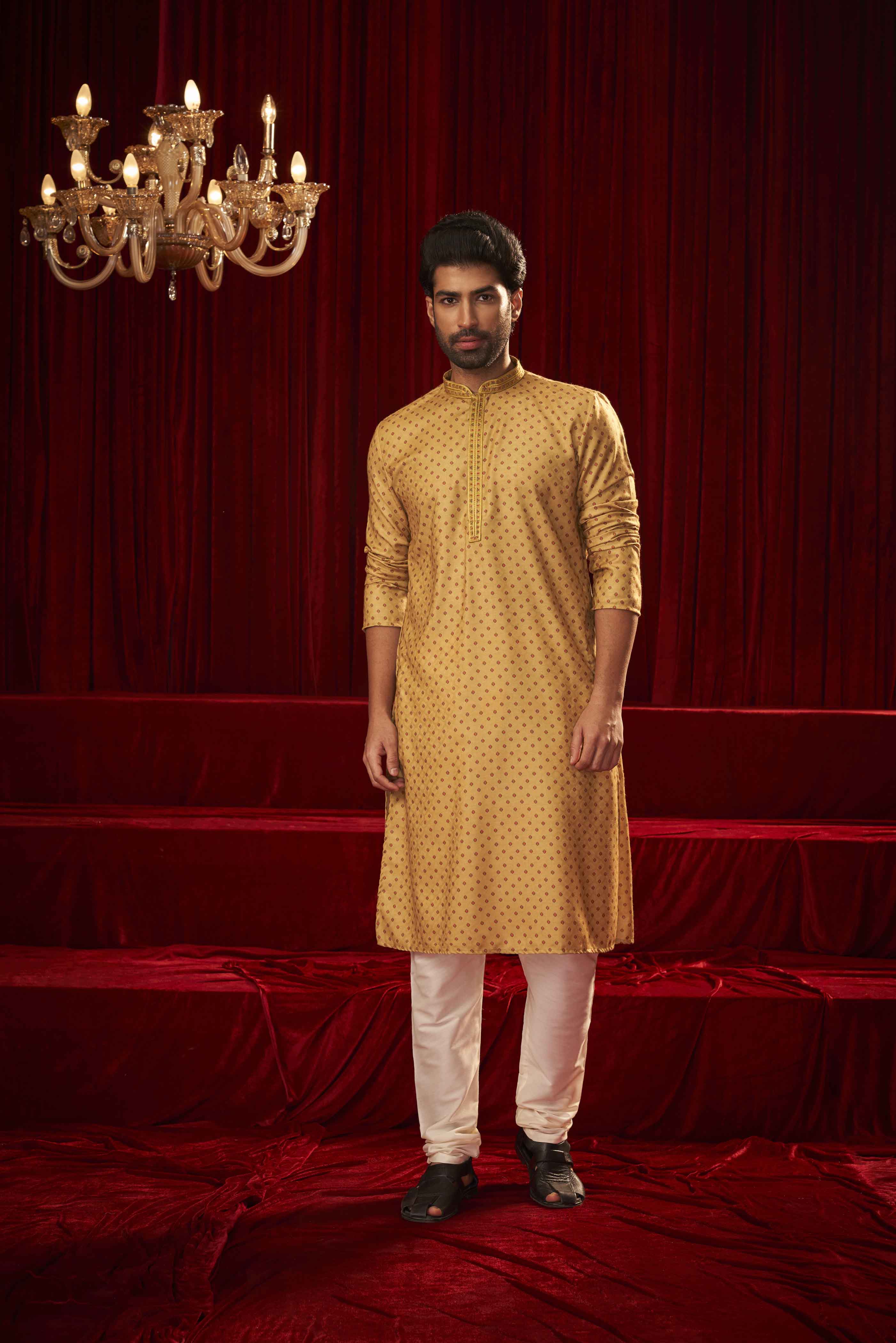 Yellow Motif Printed Kurta