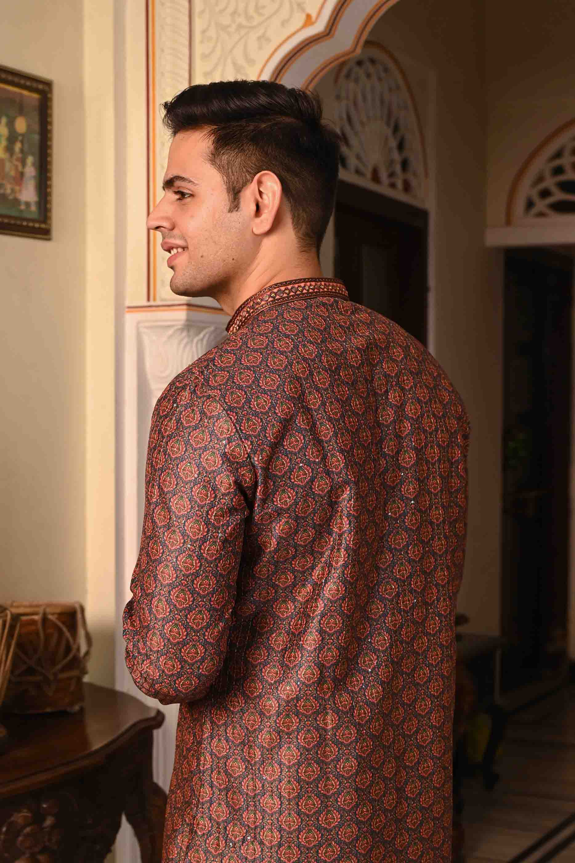 Printed Blue Sequence Kurta