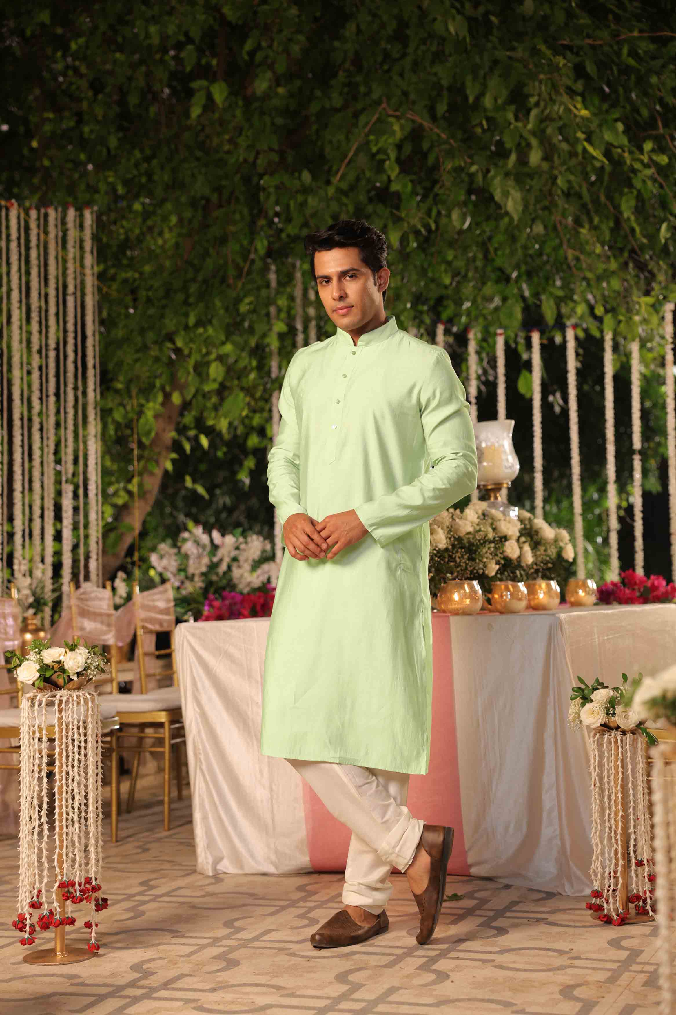 Light Green Viscose Plain Kurta