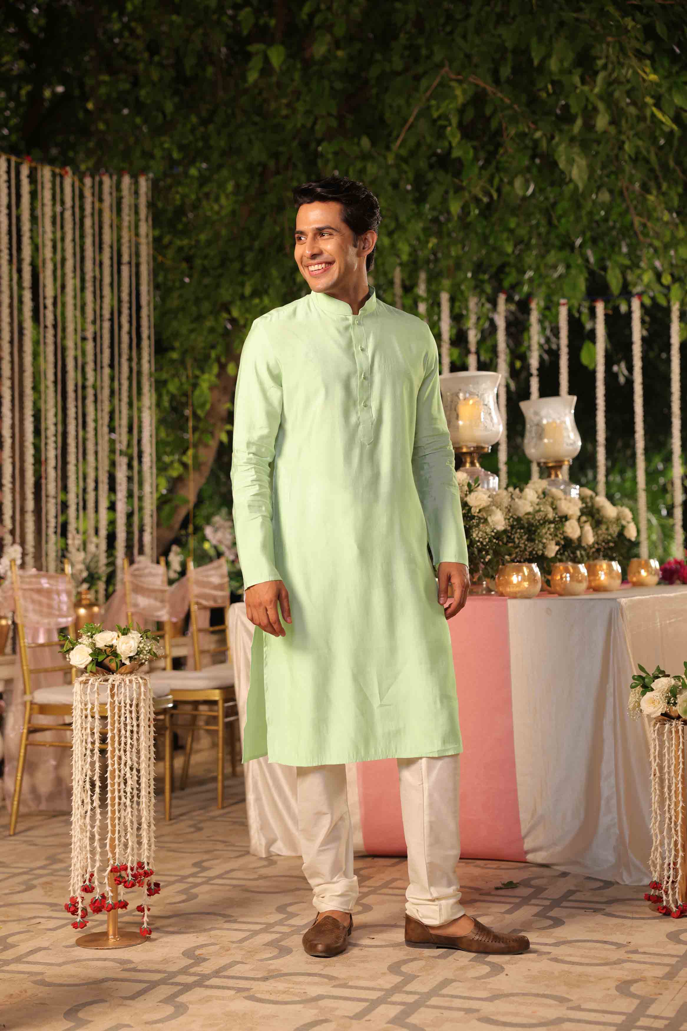 Light Green Viscose Plain Kurta