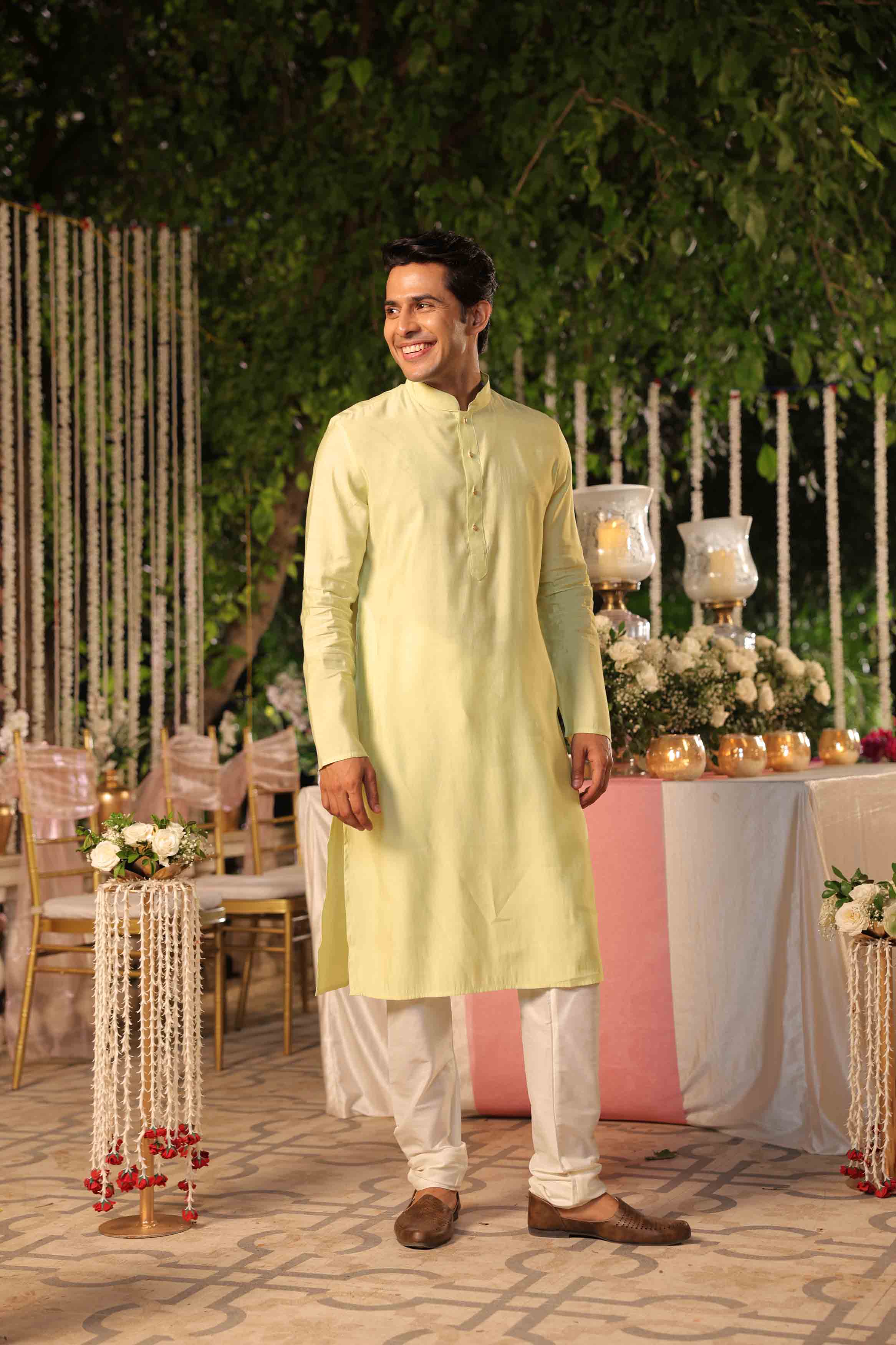 Light Yellow Viscose Plain Kurta