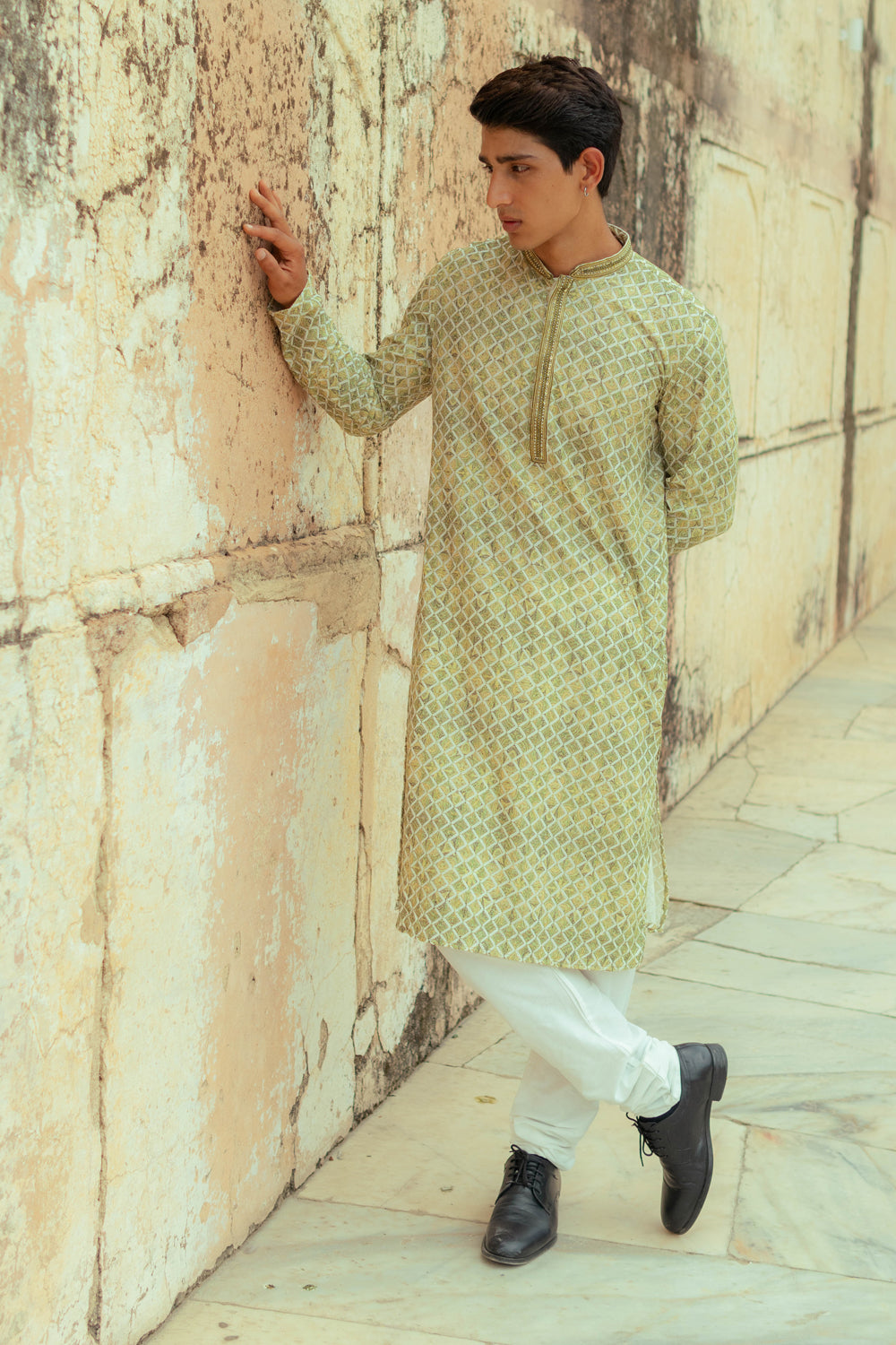 Green Chikankari Printed Kurta
