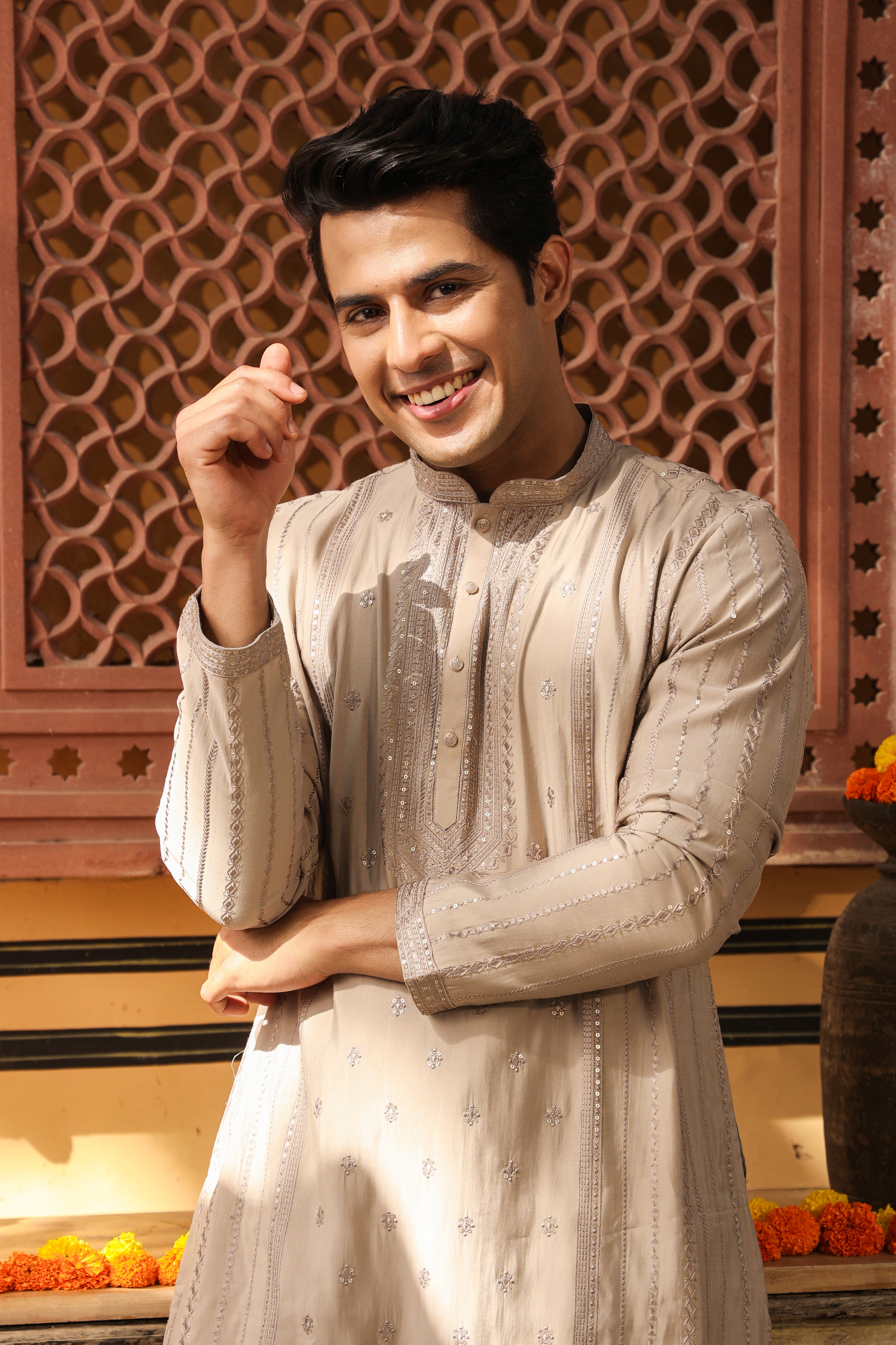 Festive Ash Grey Kurta