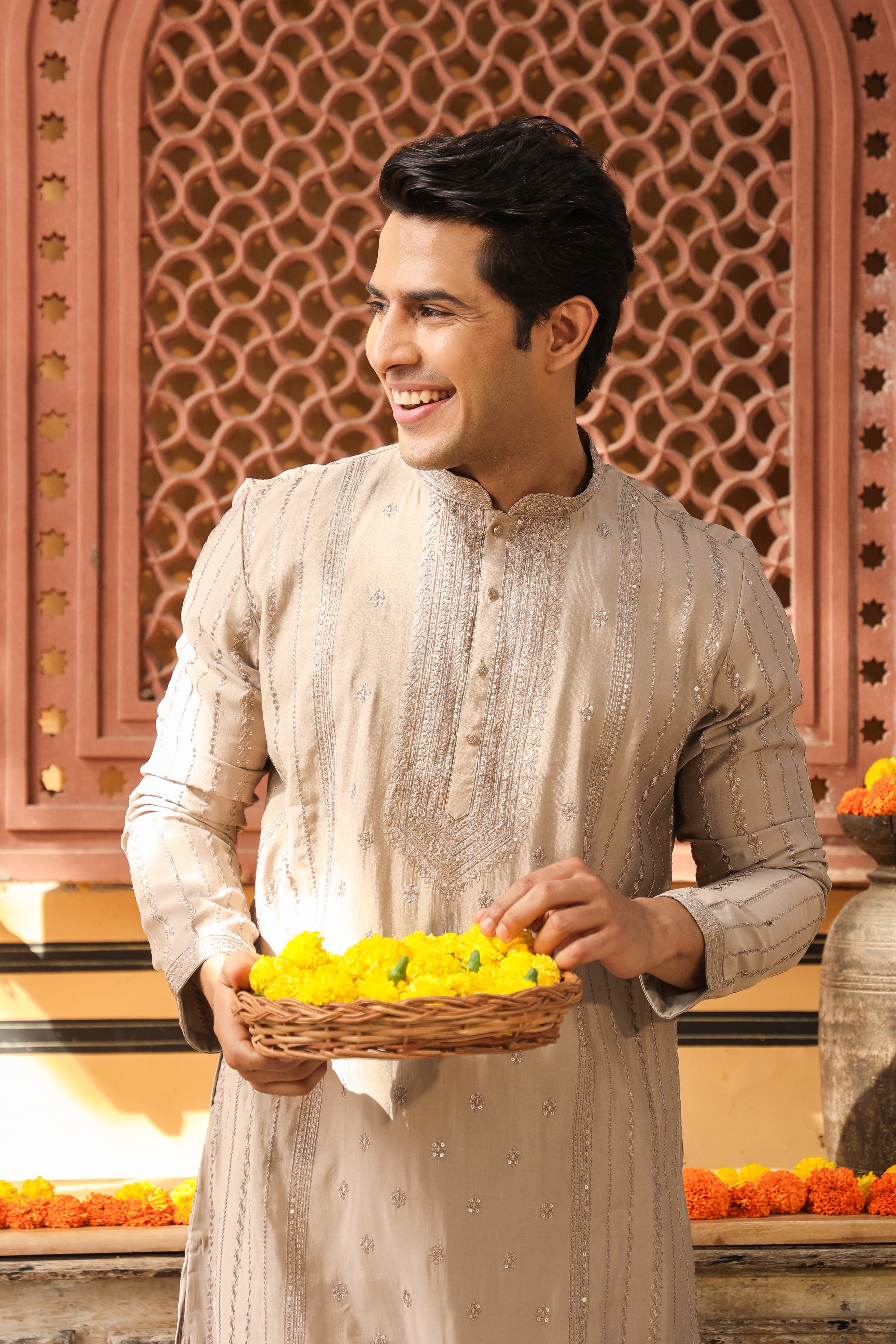 Festive Ash Grey Kurta