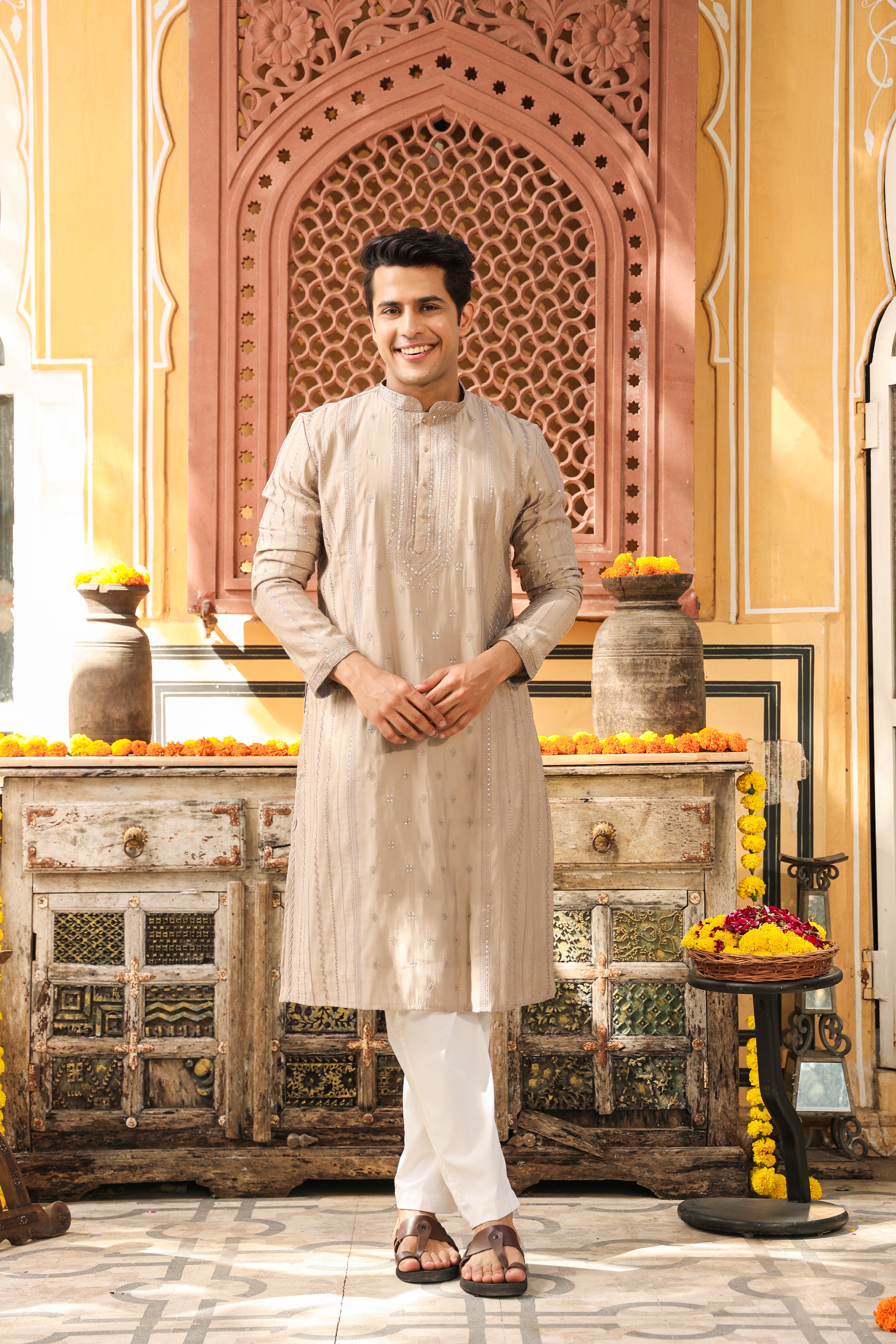 Festive Ash Grey Kurta