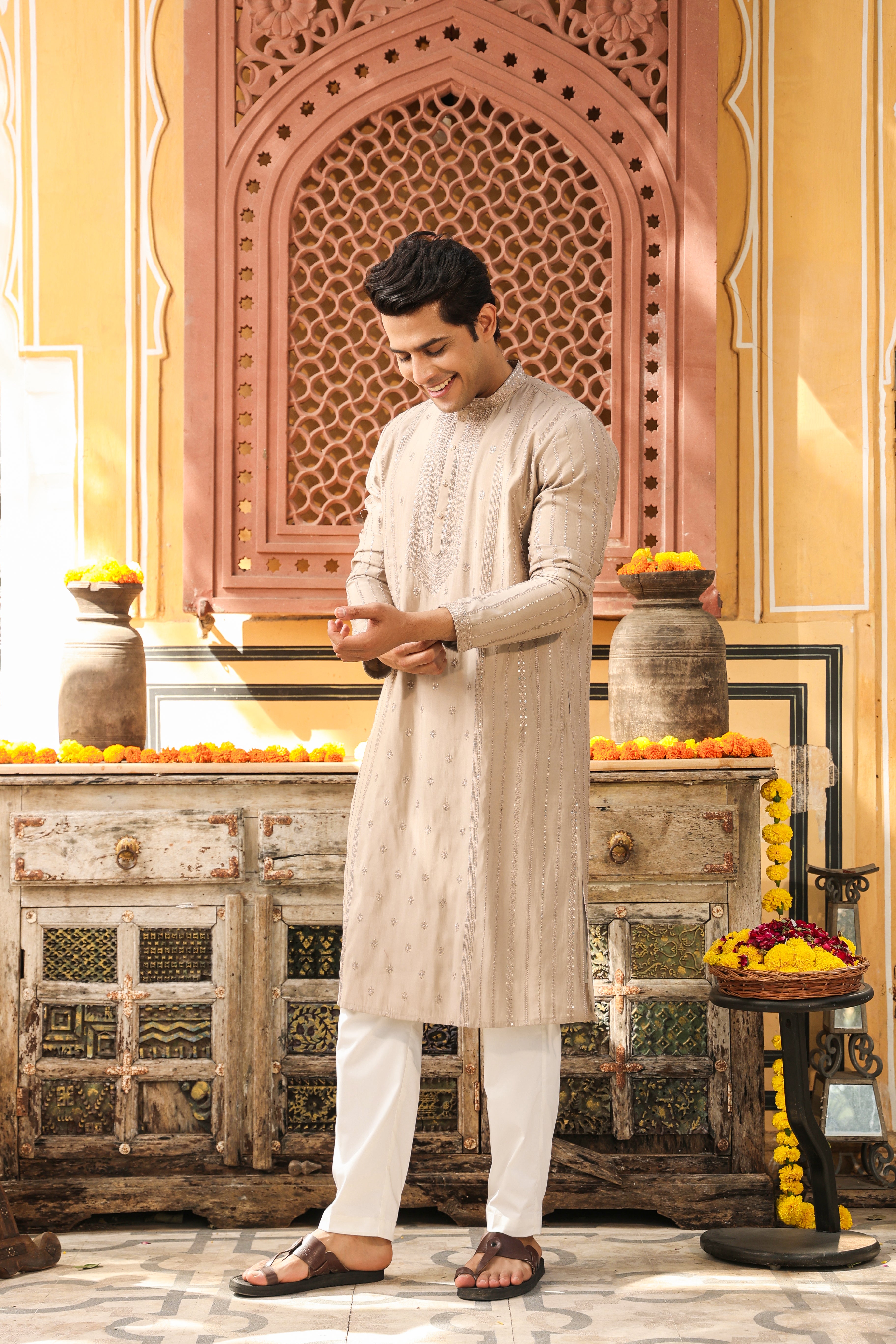 Festive Ash Grey Kurta