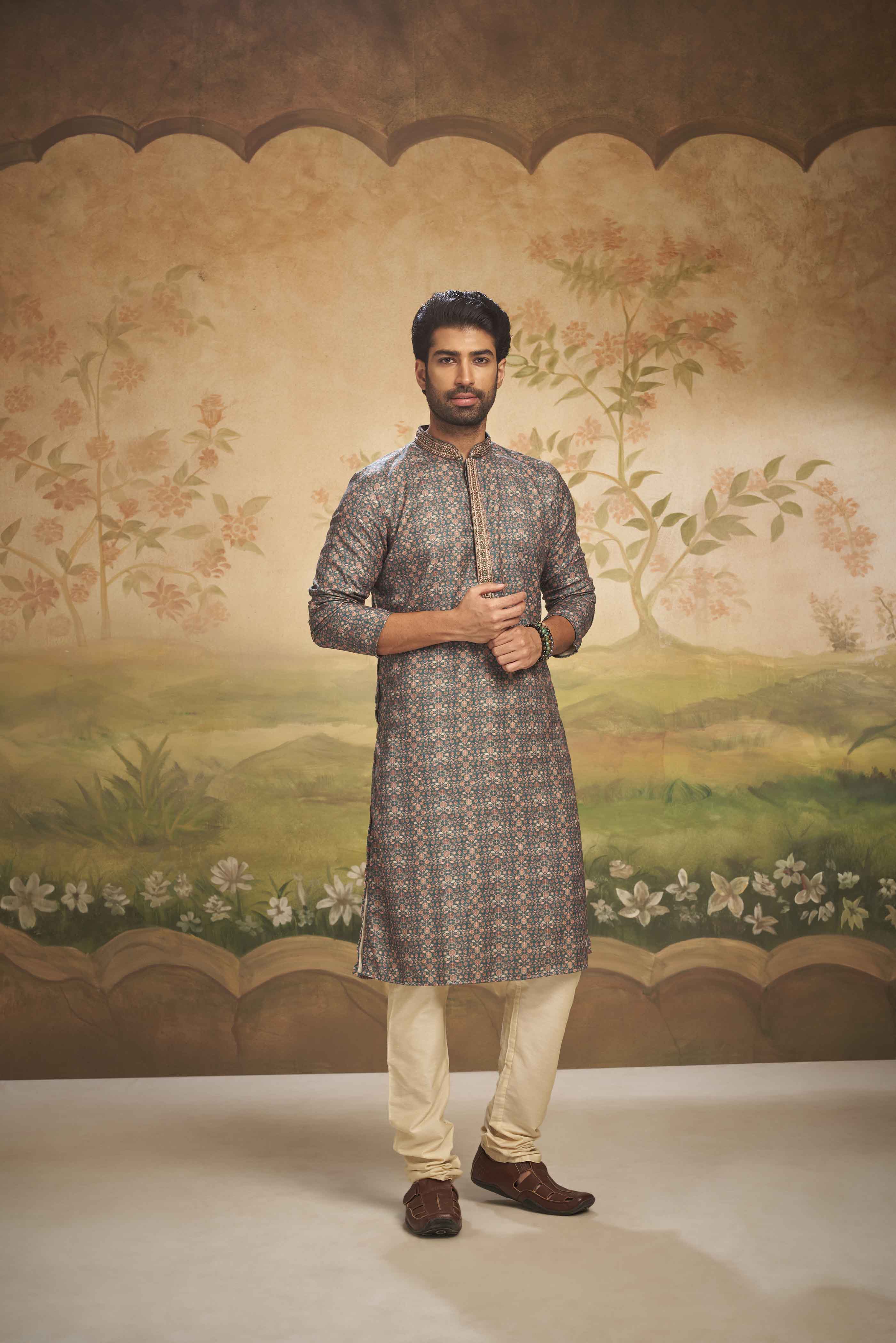 Green Printed Kurta
