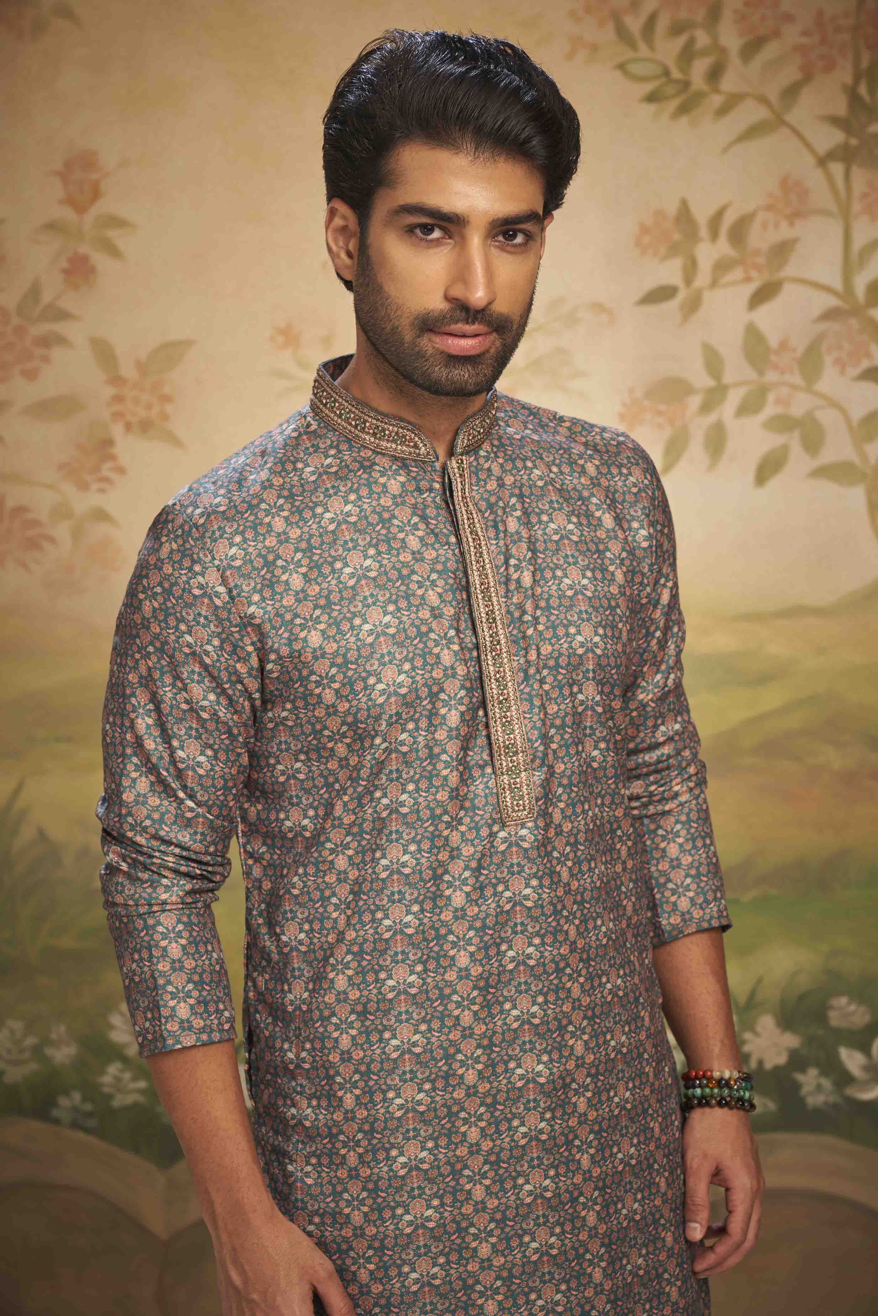 Green Printed Kurta