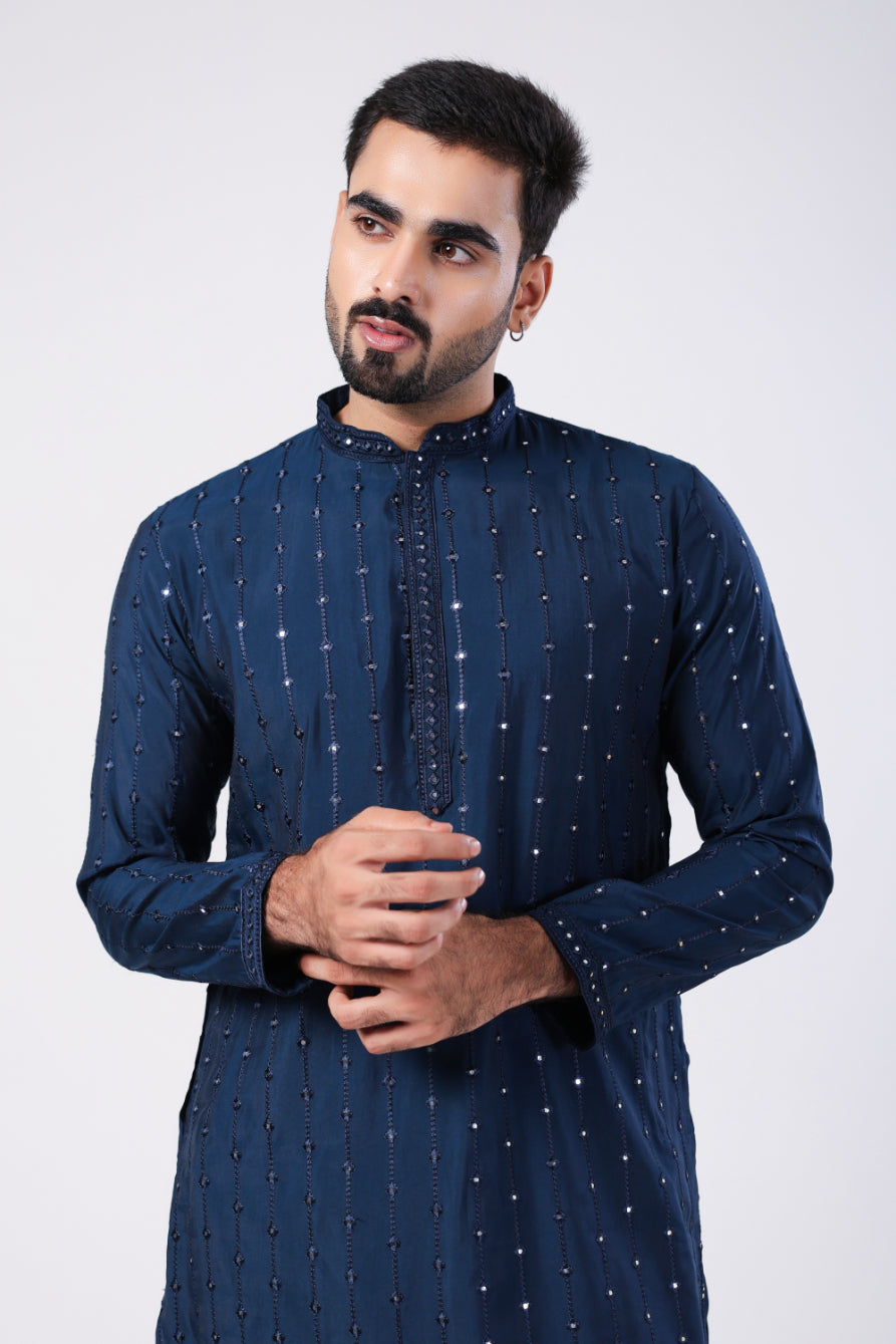Blue Sequence Embroidered Kurta