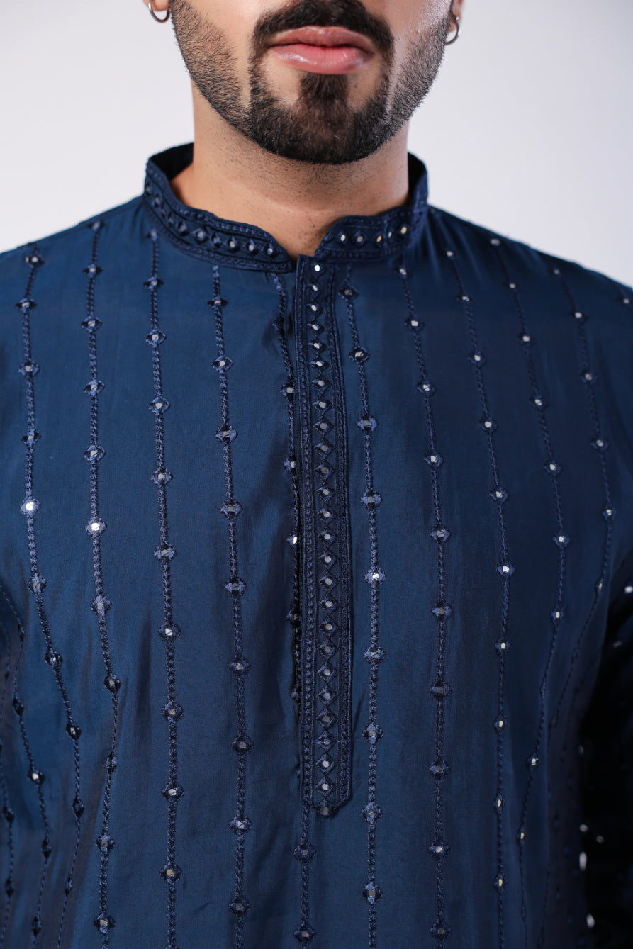 Blue Sequence Embroidered Kurta