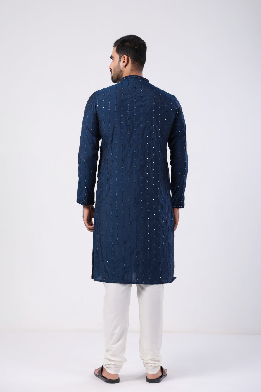 Blue Sequence Embroidered Kurta
