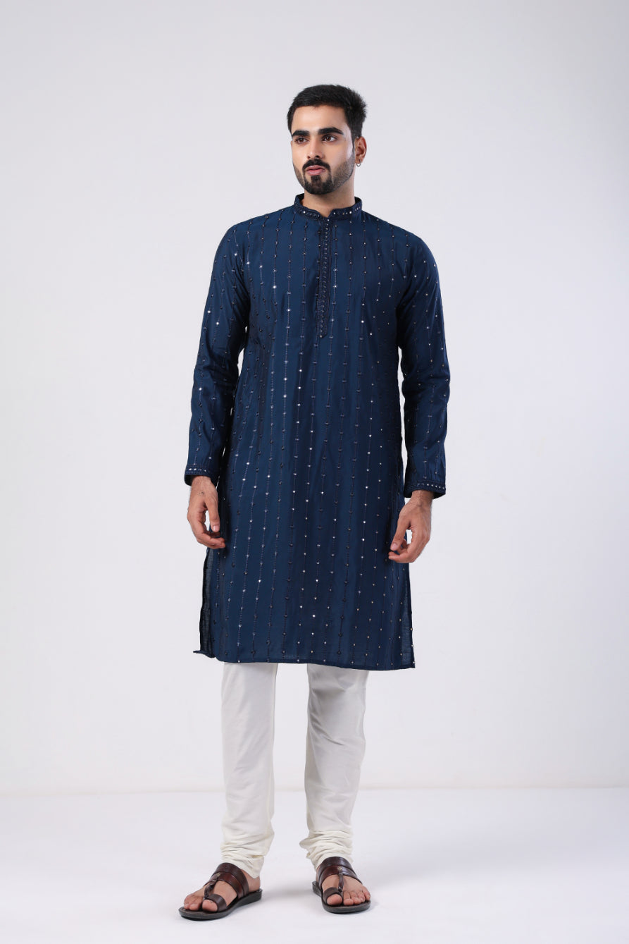 Blue Sequence Embroidered Kurta