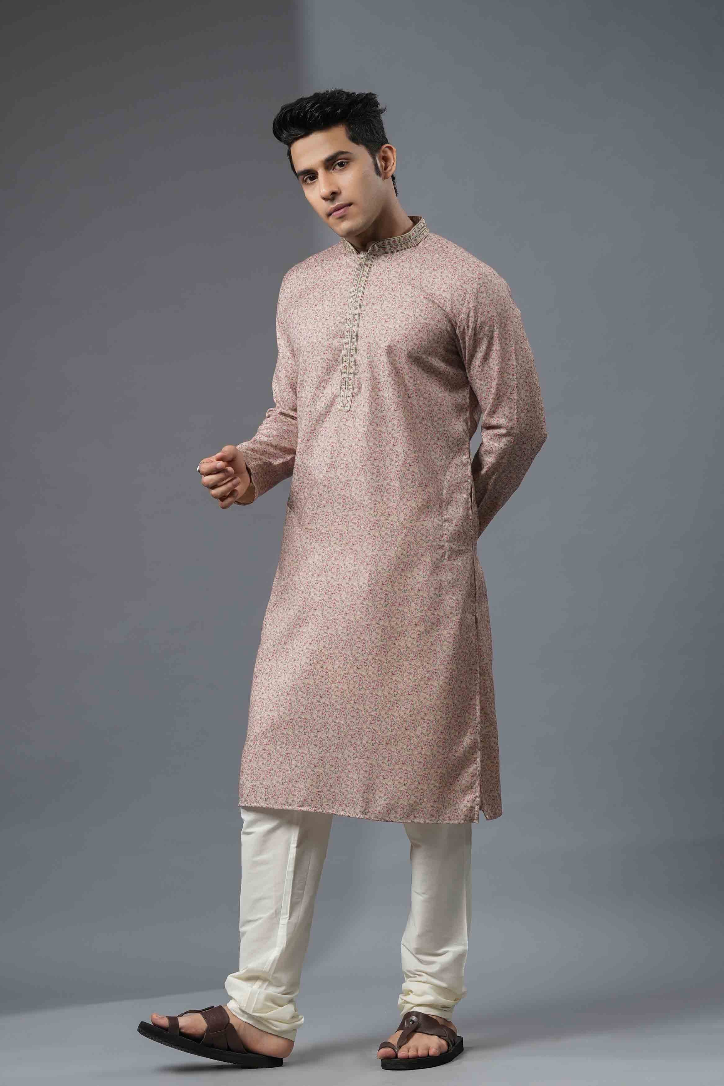 Cream Tiny Floral Printed Kurta