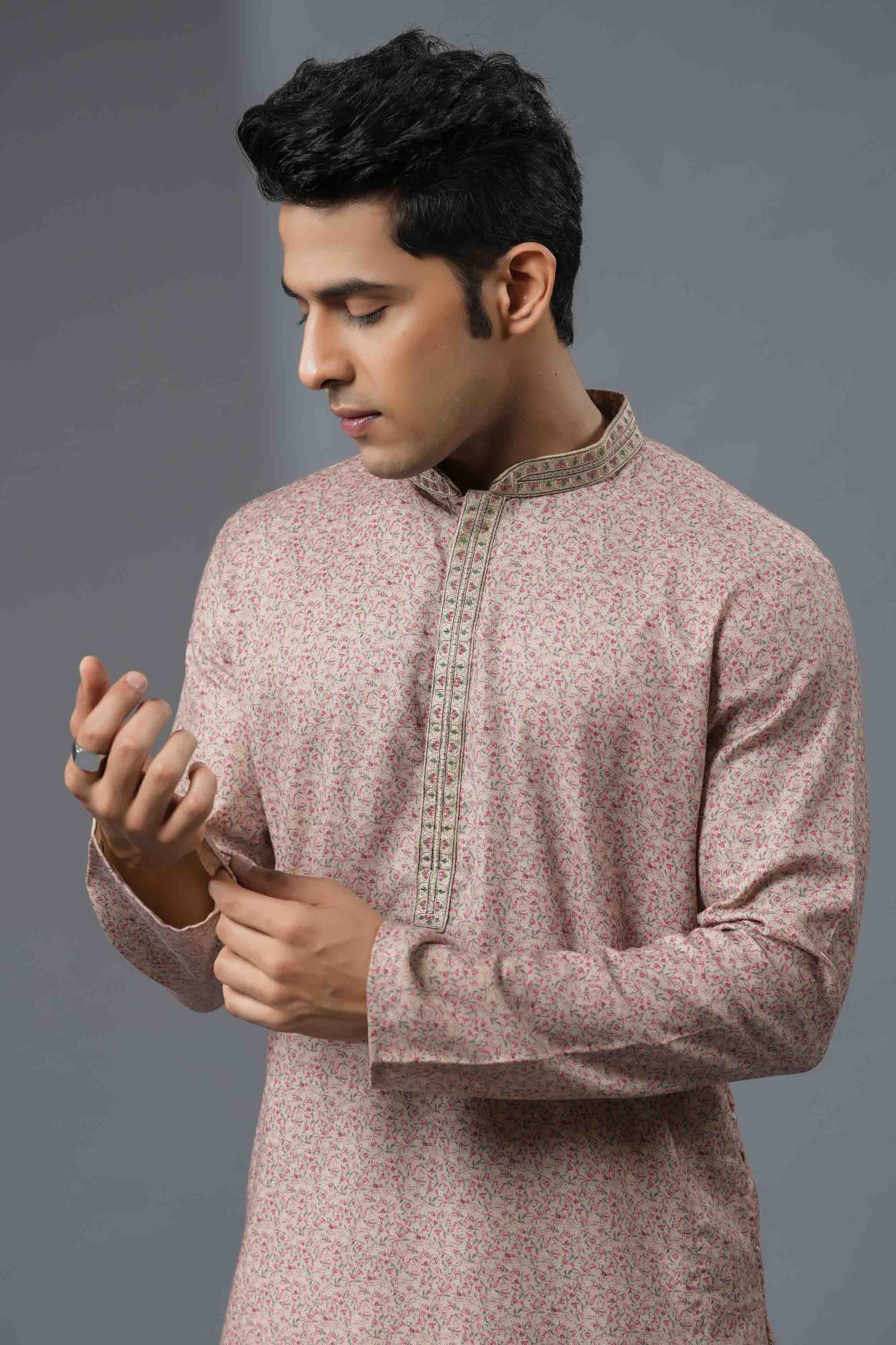 Cream Tiny Floral Printed Kurta