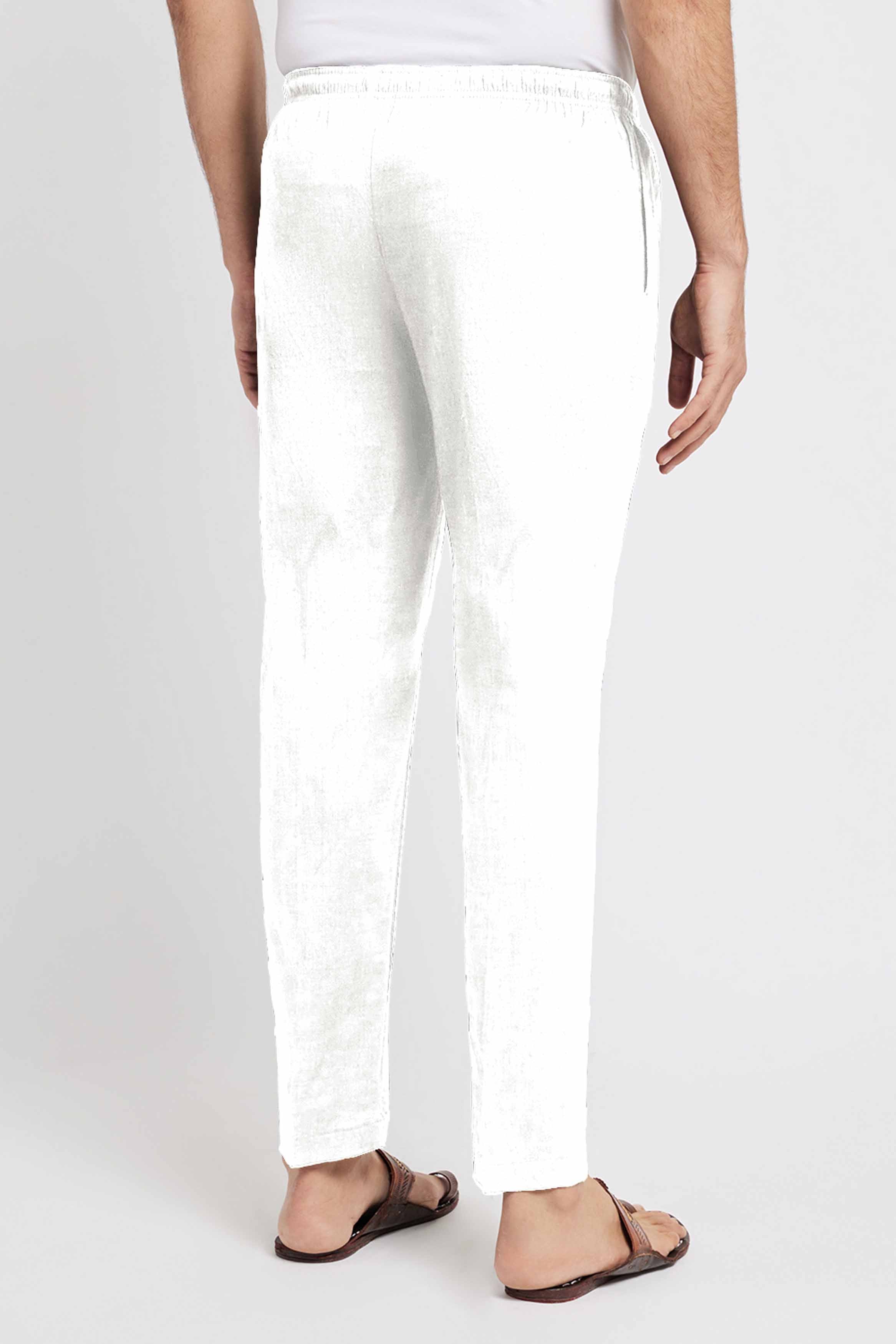 White Cotton Mens Pants