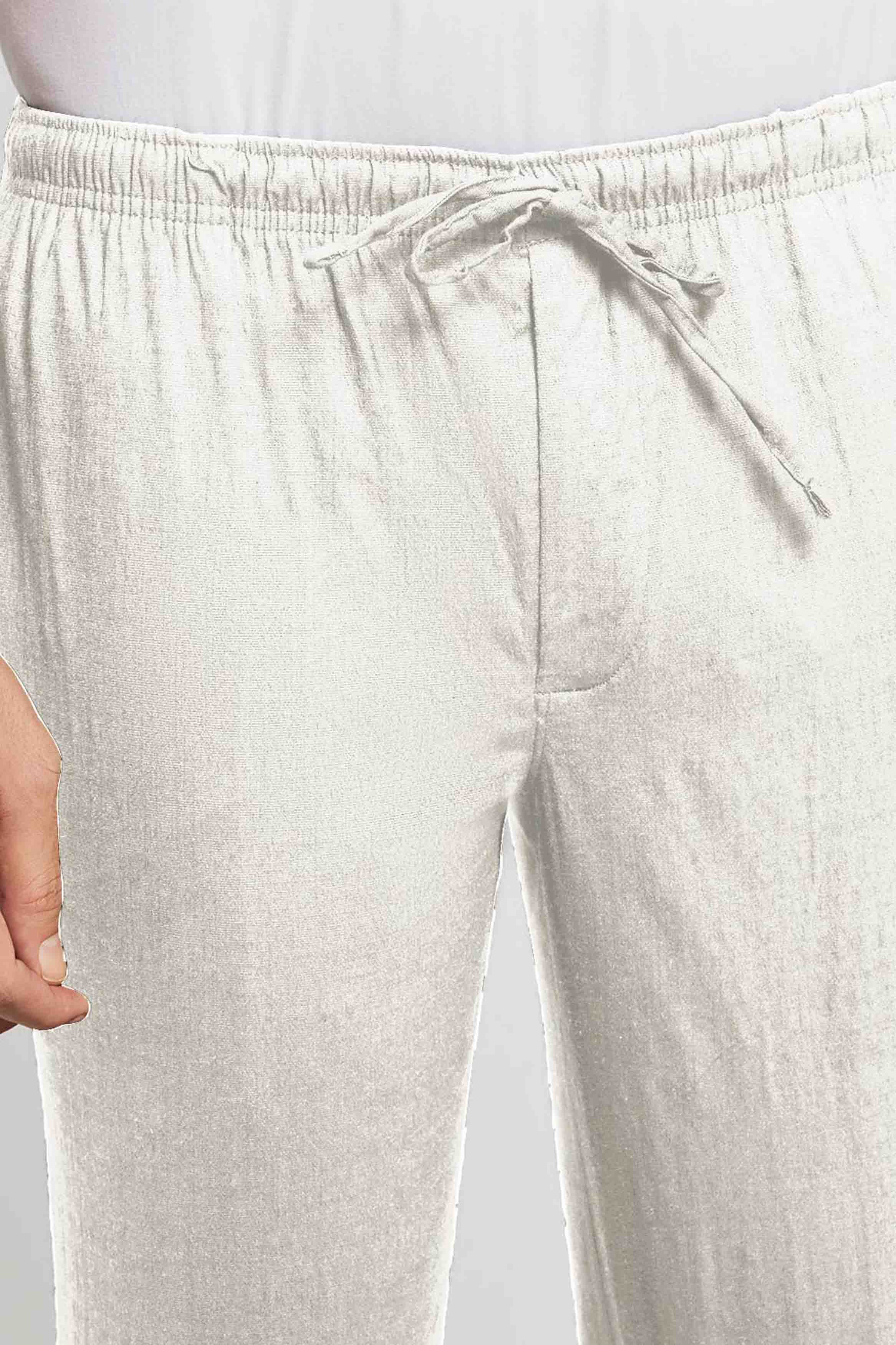 Cream Cotton Mens Pants