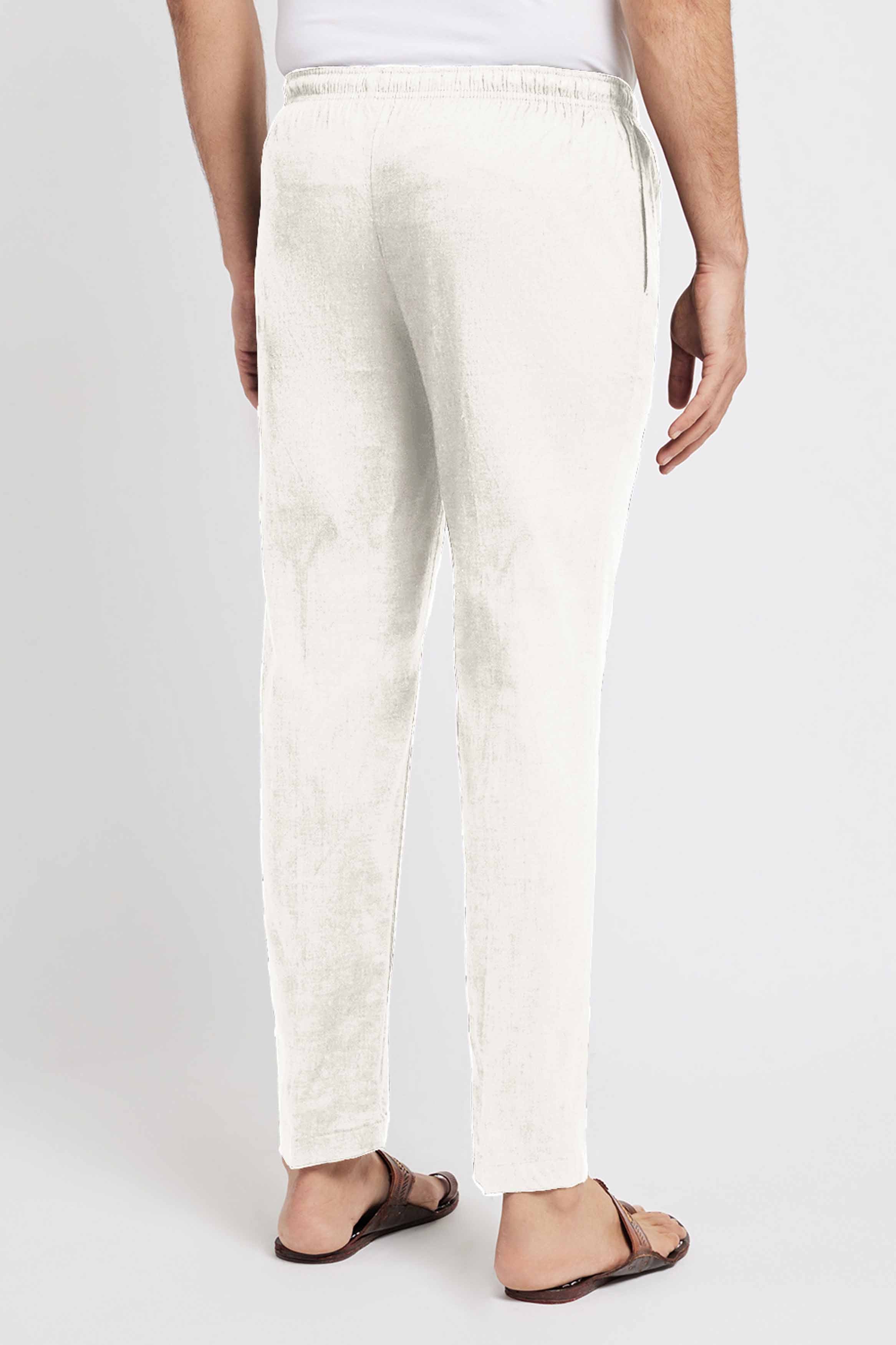 Cream Cotton Mens Pants