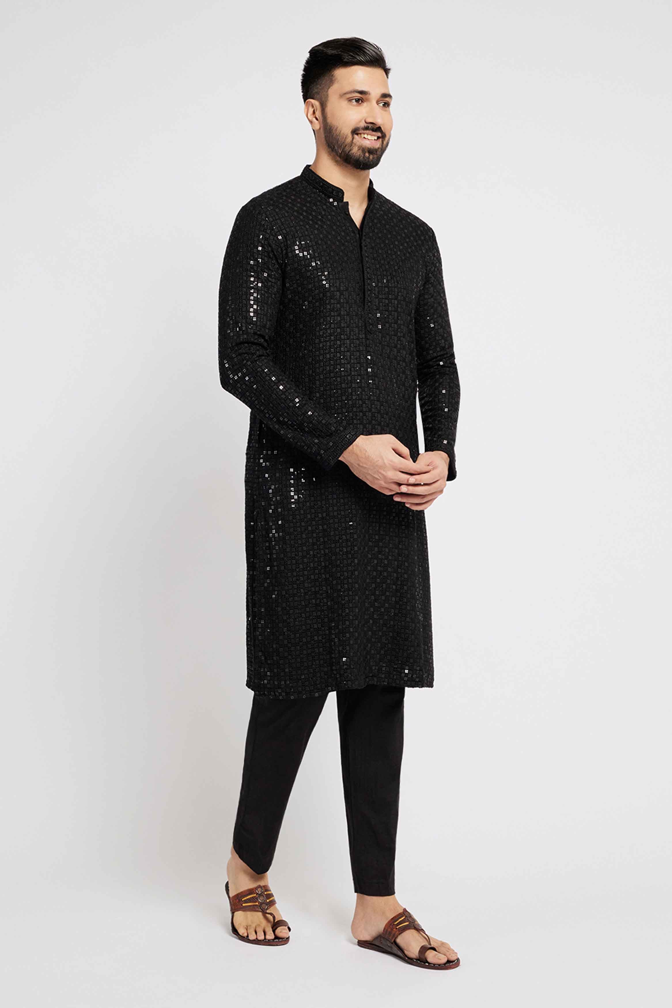 Black Cotton Mens Pants