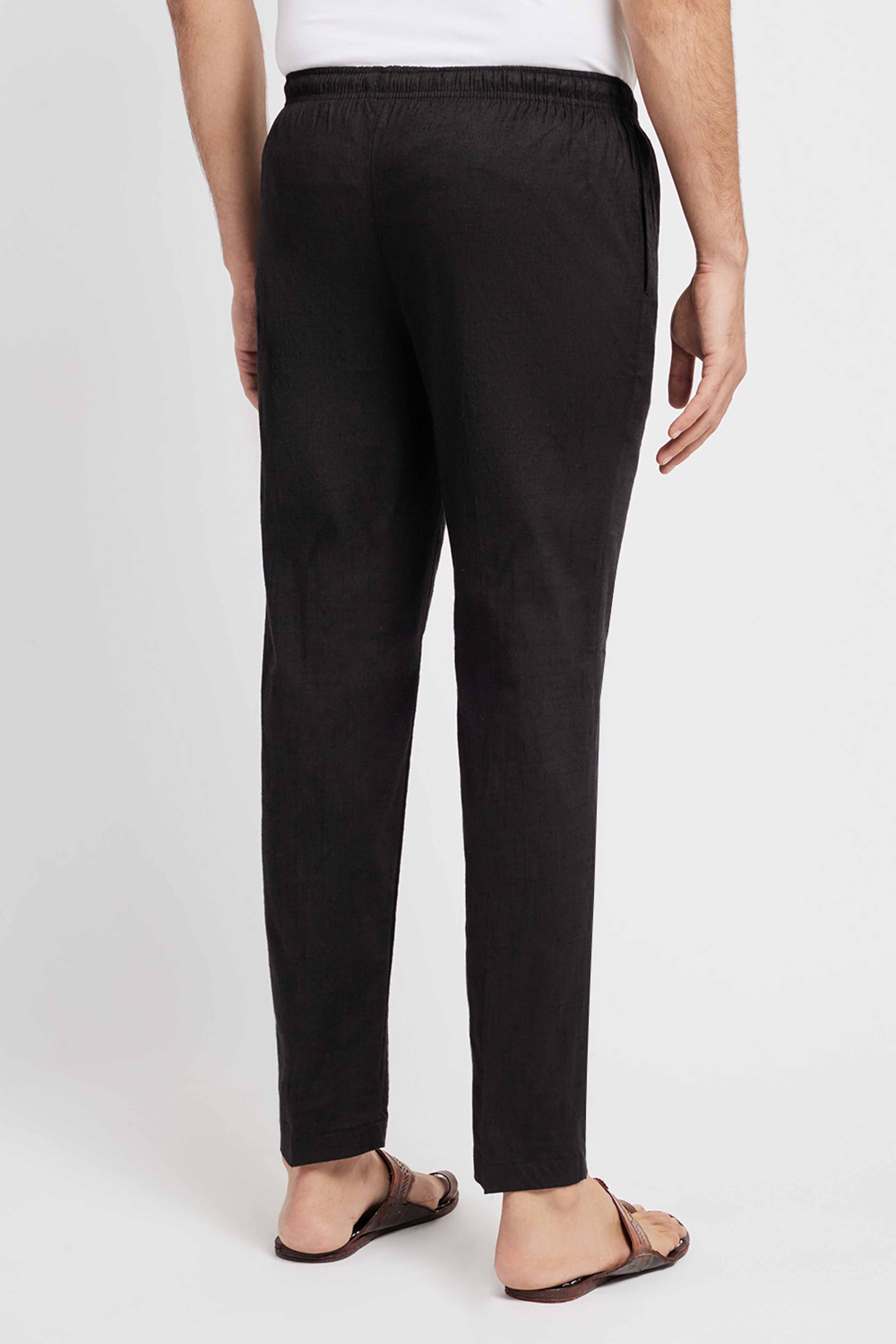 Black Blended Mens Pants