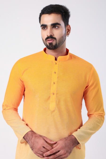 Yellow Printed Motif Shirt Kurta