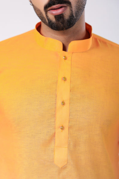 Yellow Printed Motif Shirt Kurta