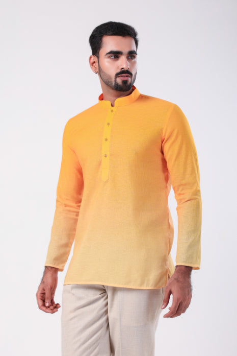 Yellow Printed Motif Shirt Kurta