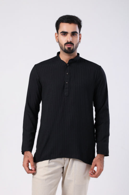 Black Motif Embroidered Shirt Kurta