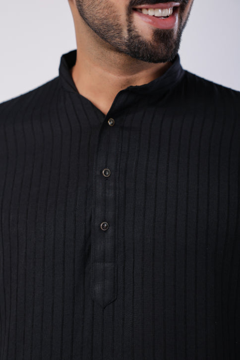 Black Motif Embroidered Shirt Kurta