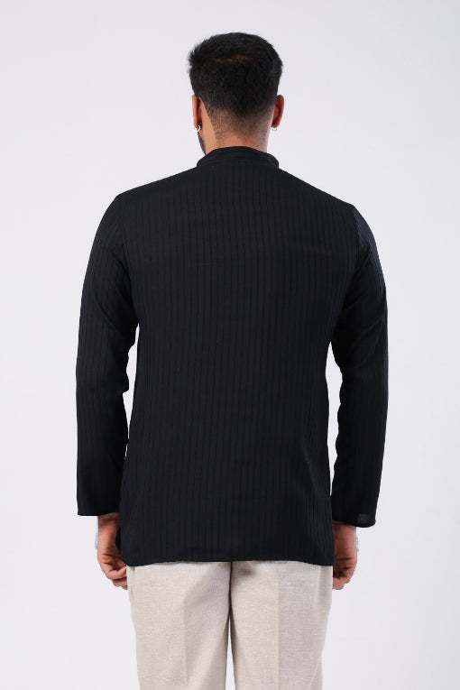 Black Motif Embroidered Shirt Kurta