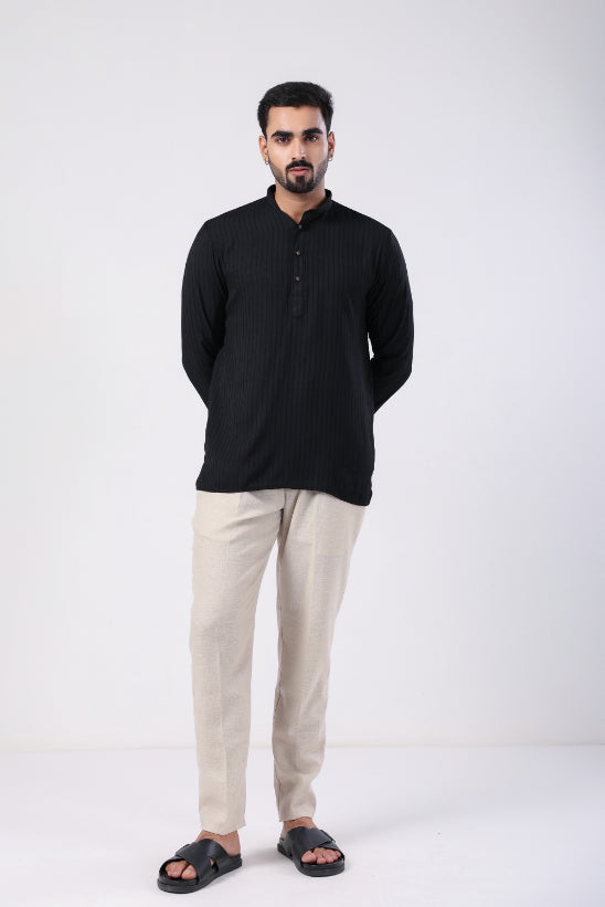 Black Motif Embroidered Shirt Kurta